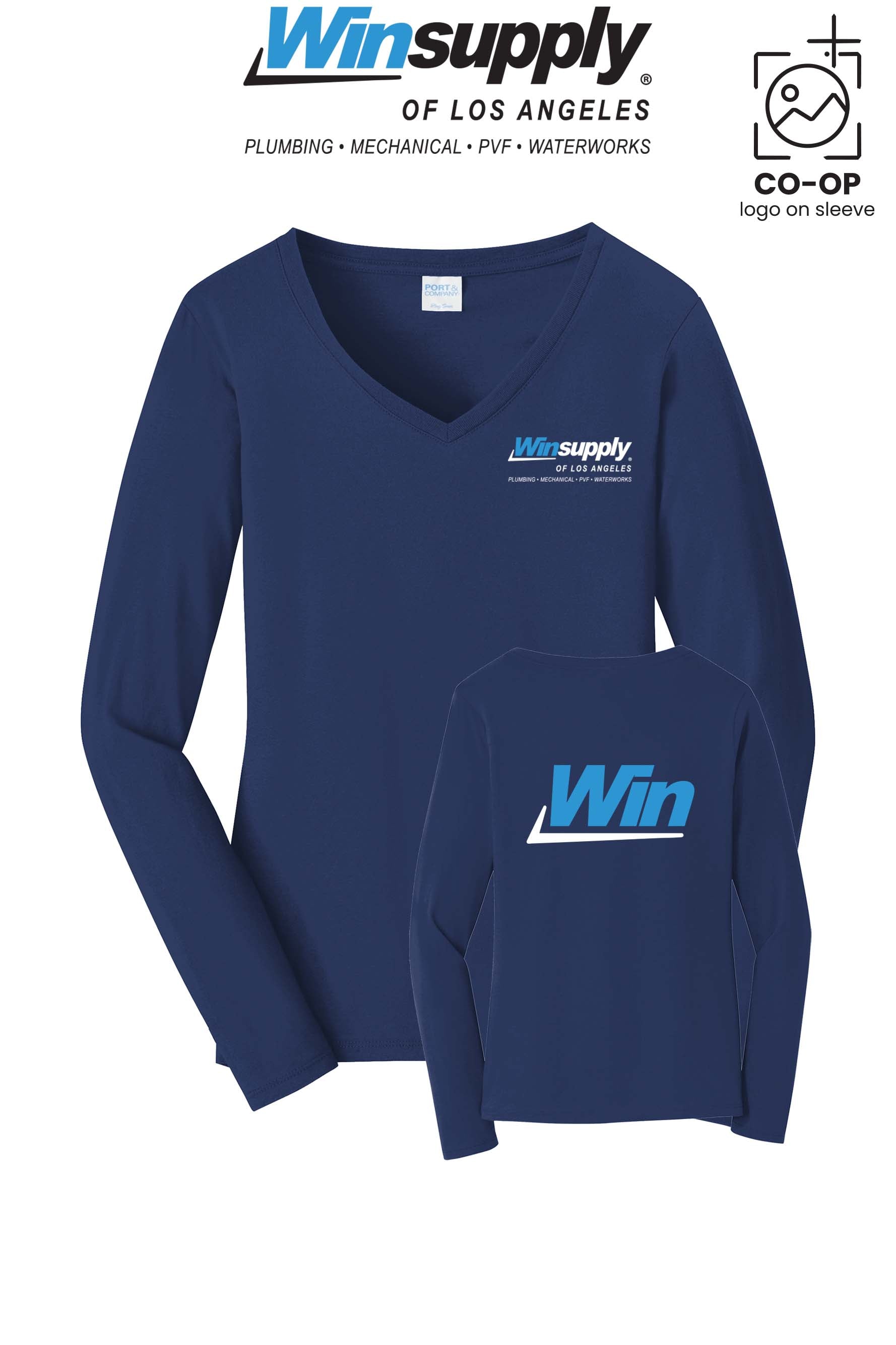 Port & Co™ Womens Long Sleeve Fan Favorite™ V-Neck Tee - Winsupply of Los Angeles