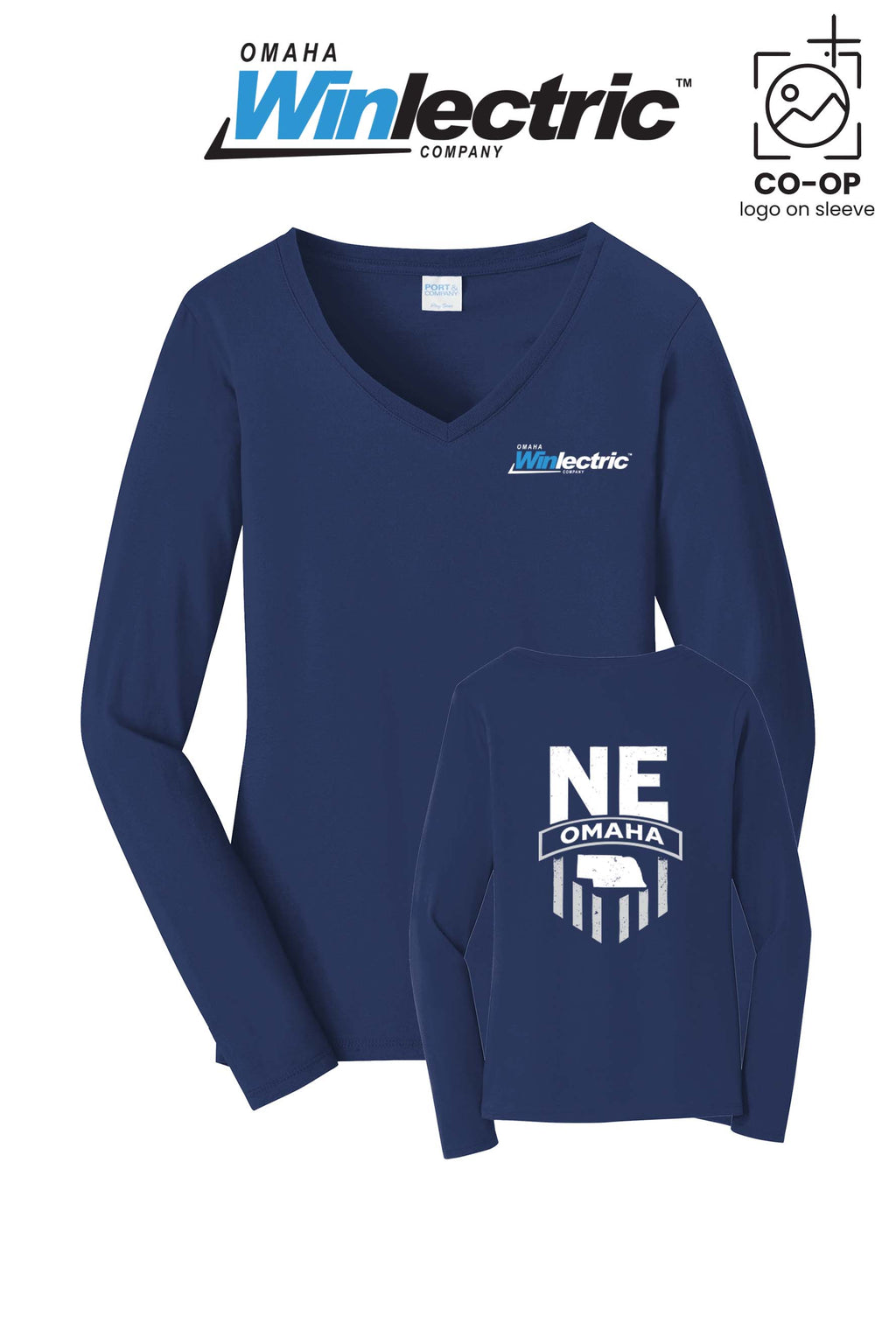 Port & Co™ Womens Long Sleeve Fan Favorite™ V-Neck Tee - Omaha Winlectric
