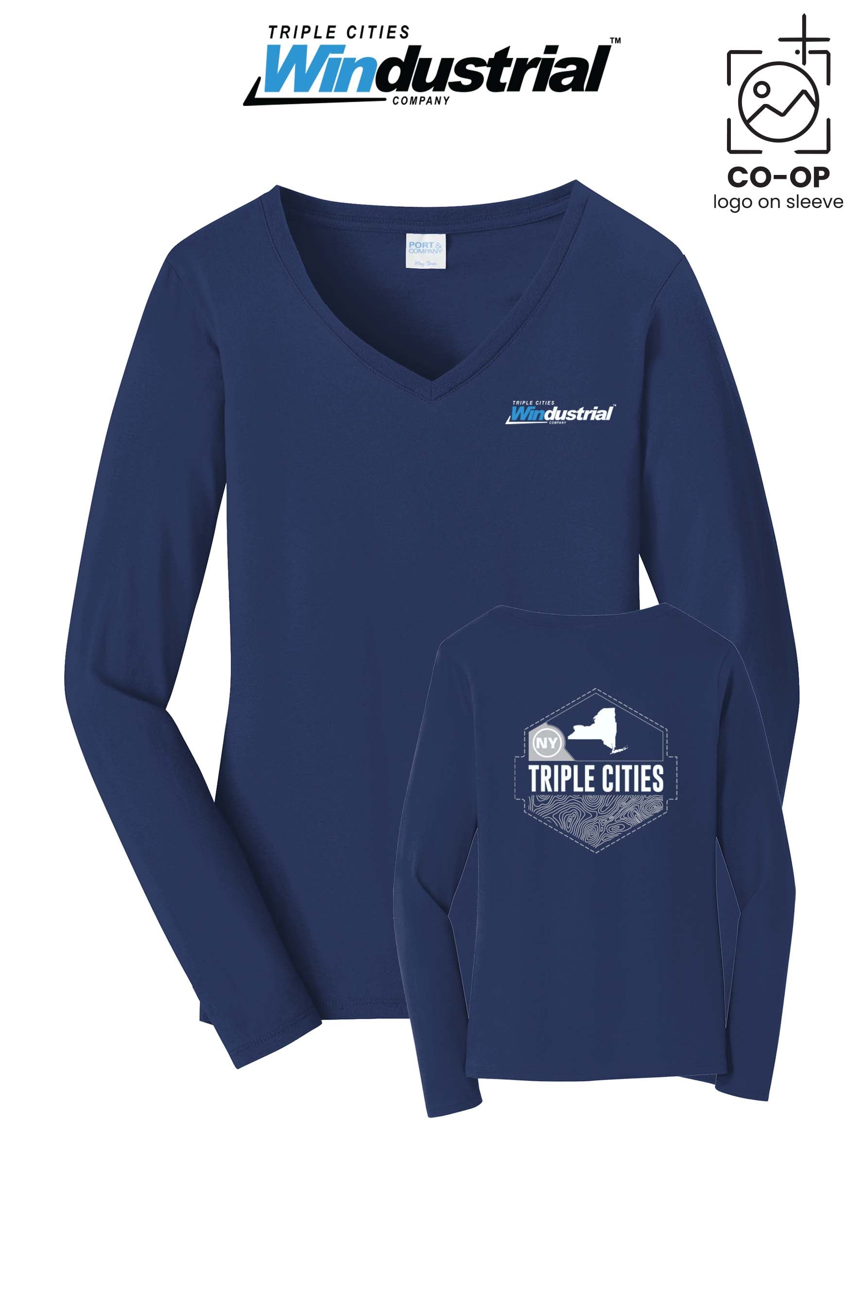 Port & Co™ Womens Long Sleeve Fan Favorite™ V-Neck Tee - Windustrial Triple Cities