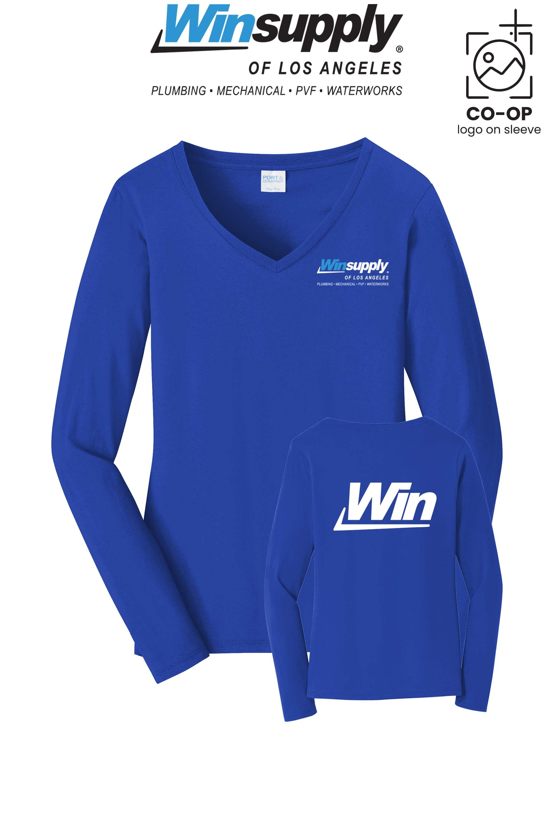 Port & Co™ Womens Long Sleeve Fan Favorite™ V-Neck Tee - Winsupply of Los Angeles