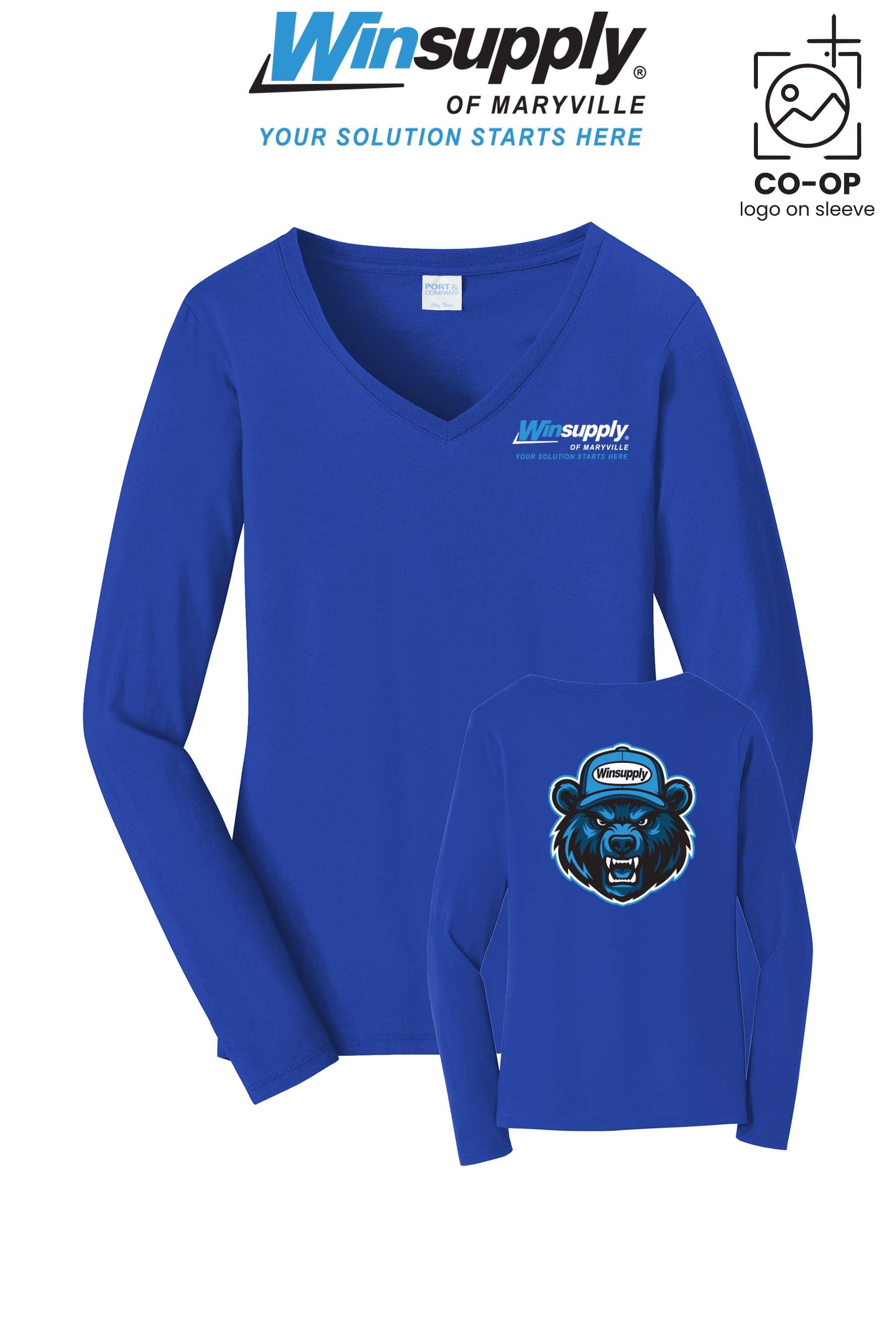 Port & Co™ Womens Long Sleeve Fan Favorite™ V-Neck Tee - Winsupply of Maryville