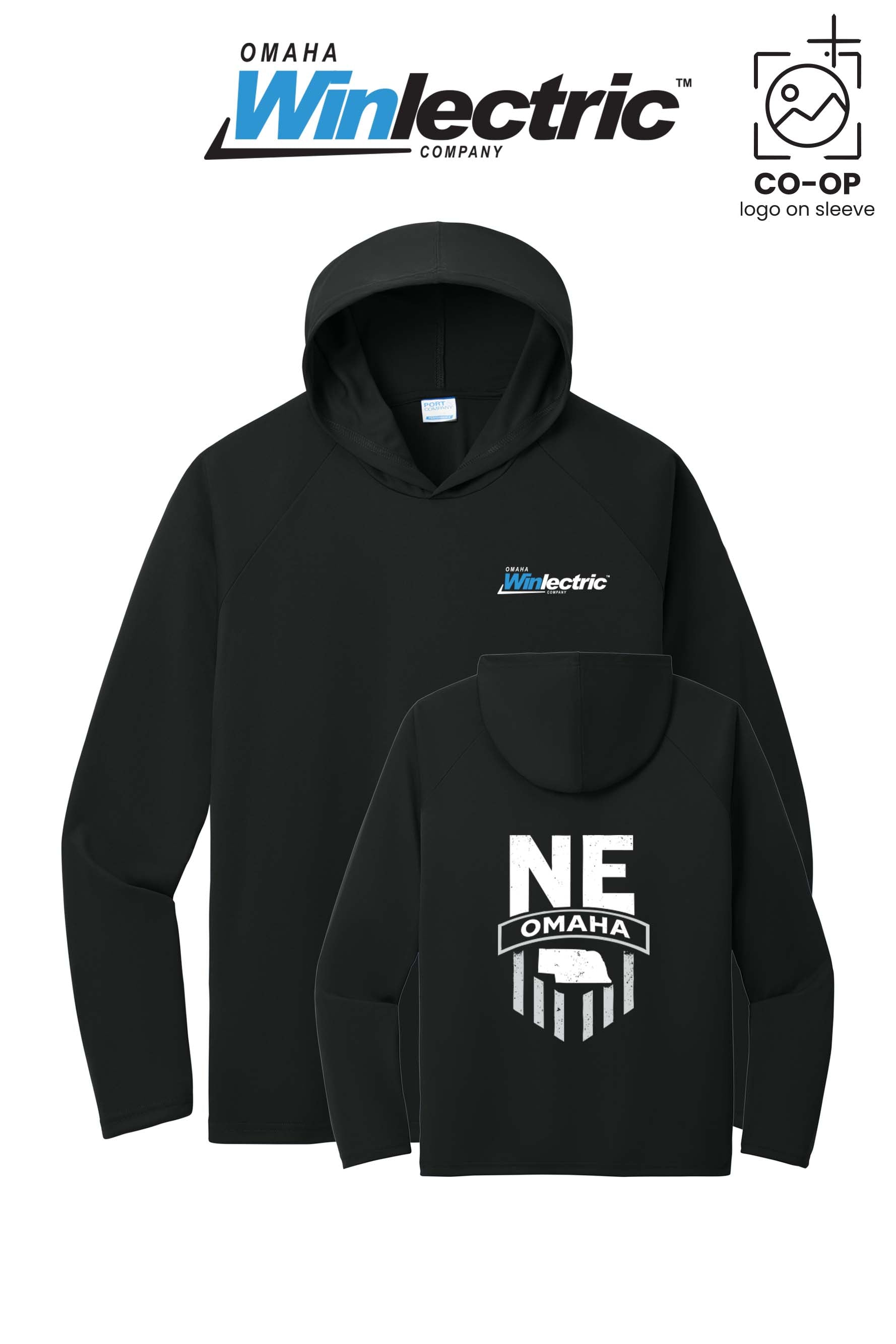 Port & Co™ Performance Pullover Hooded UPF50 Tee - Omaha Winlectric