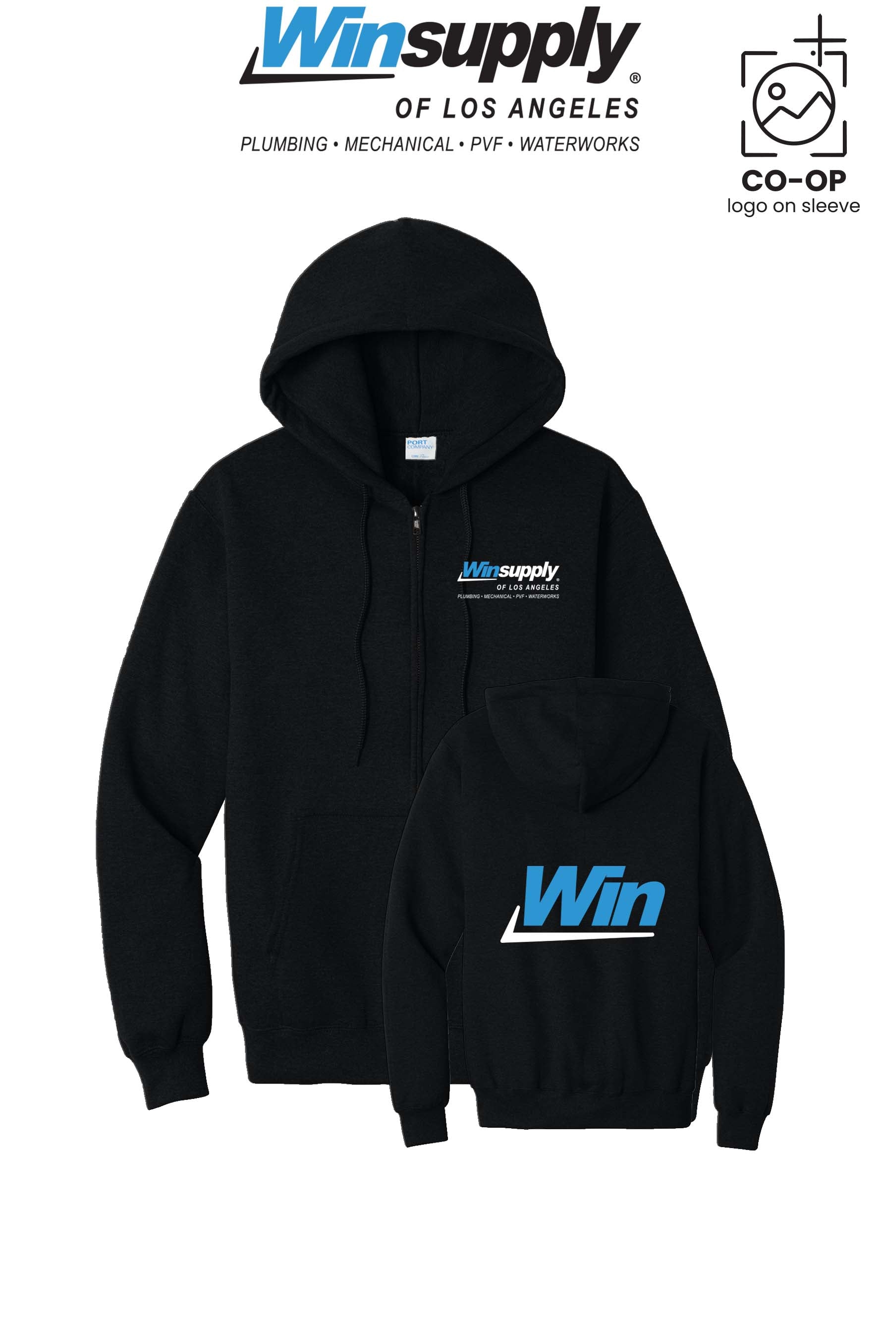 Port & Co™ Core Fleece Full-Zip Hooded Sweatshirt - Winsupply of Los Angeles