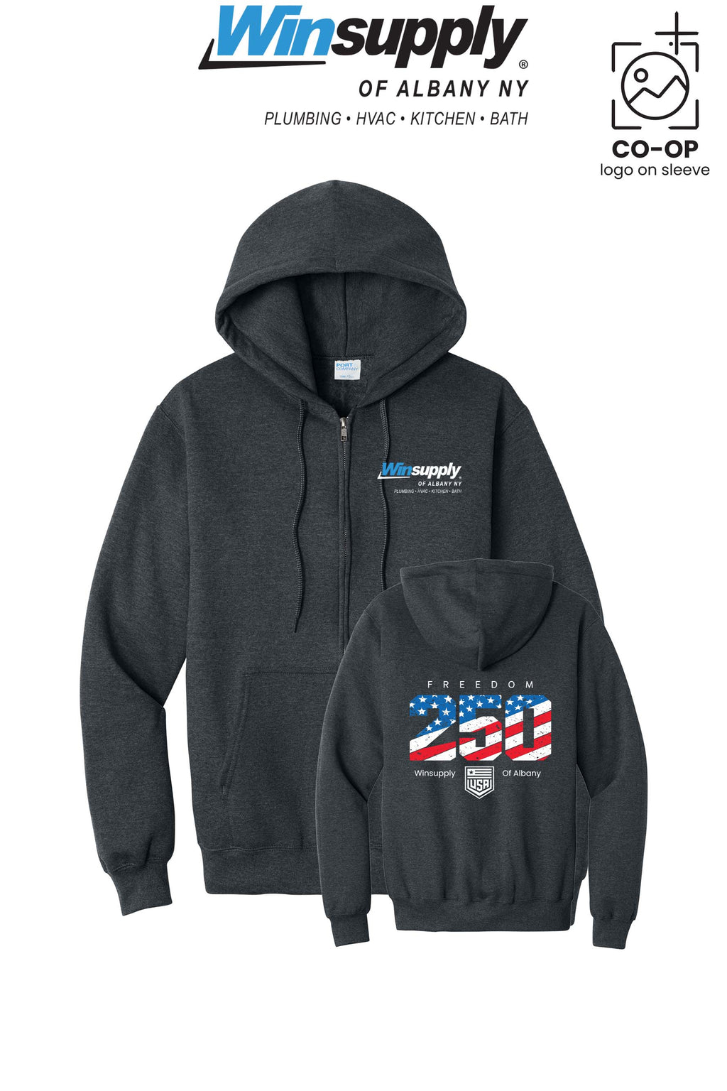 Port & Co™ Core Fleece Full-Zip Hooded Sweatshirt - Winsupply of Albany NY