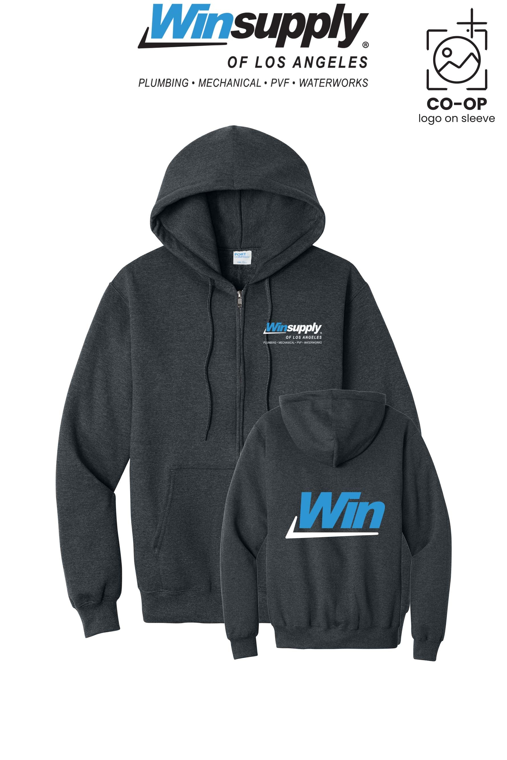 Port & Co™ Core Fleece Full-Zip Hooded Sweatshirt - Winsupply of Los Angeles