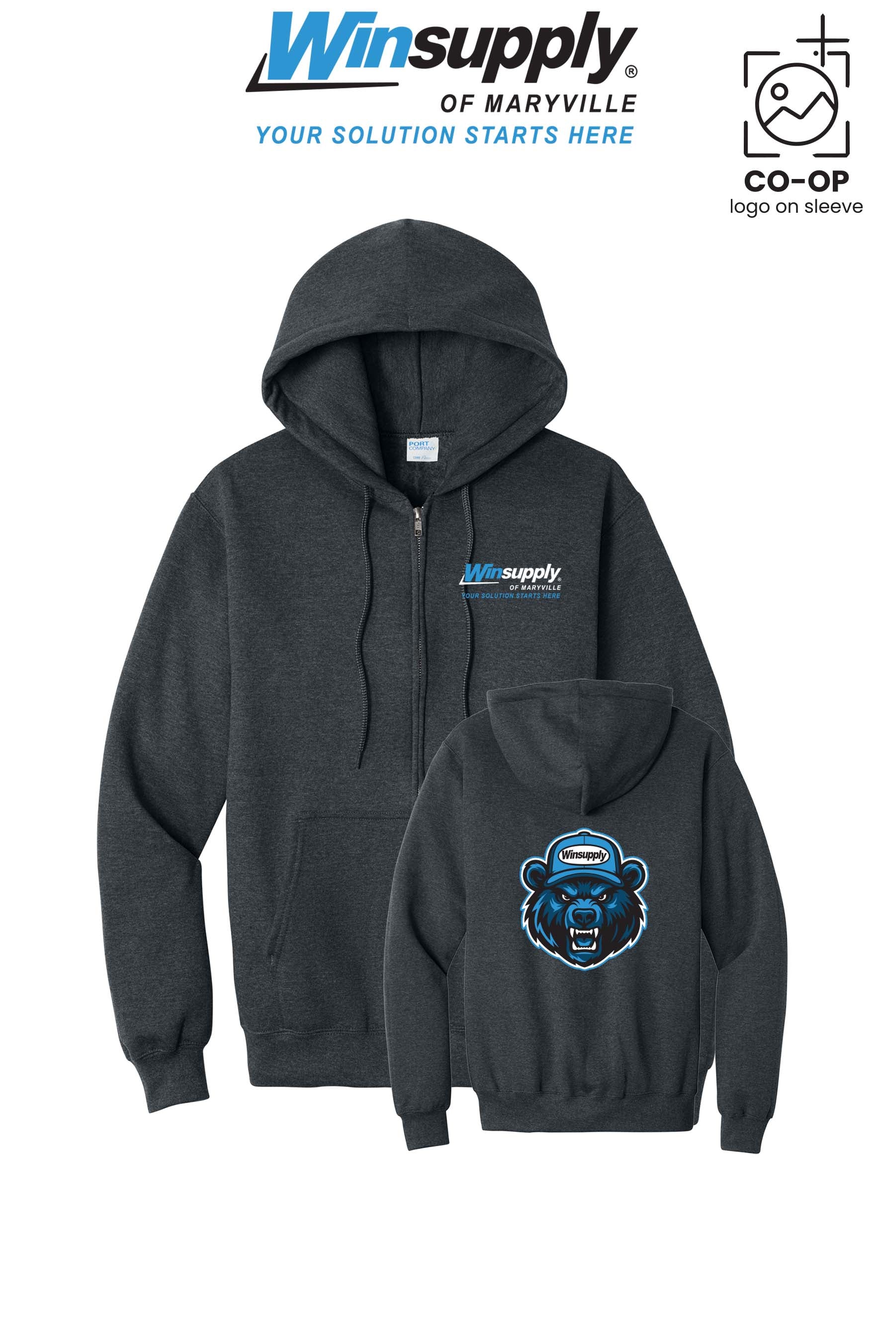 Port & Co™ Core Fleece Full-Zip Hooded Sweatshirt - Winsupply of Maryville