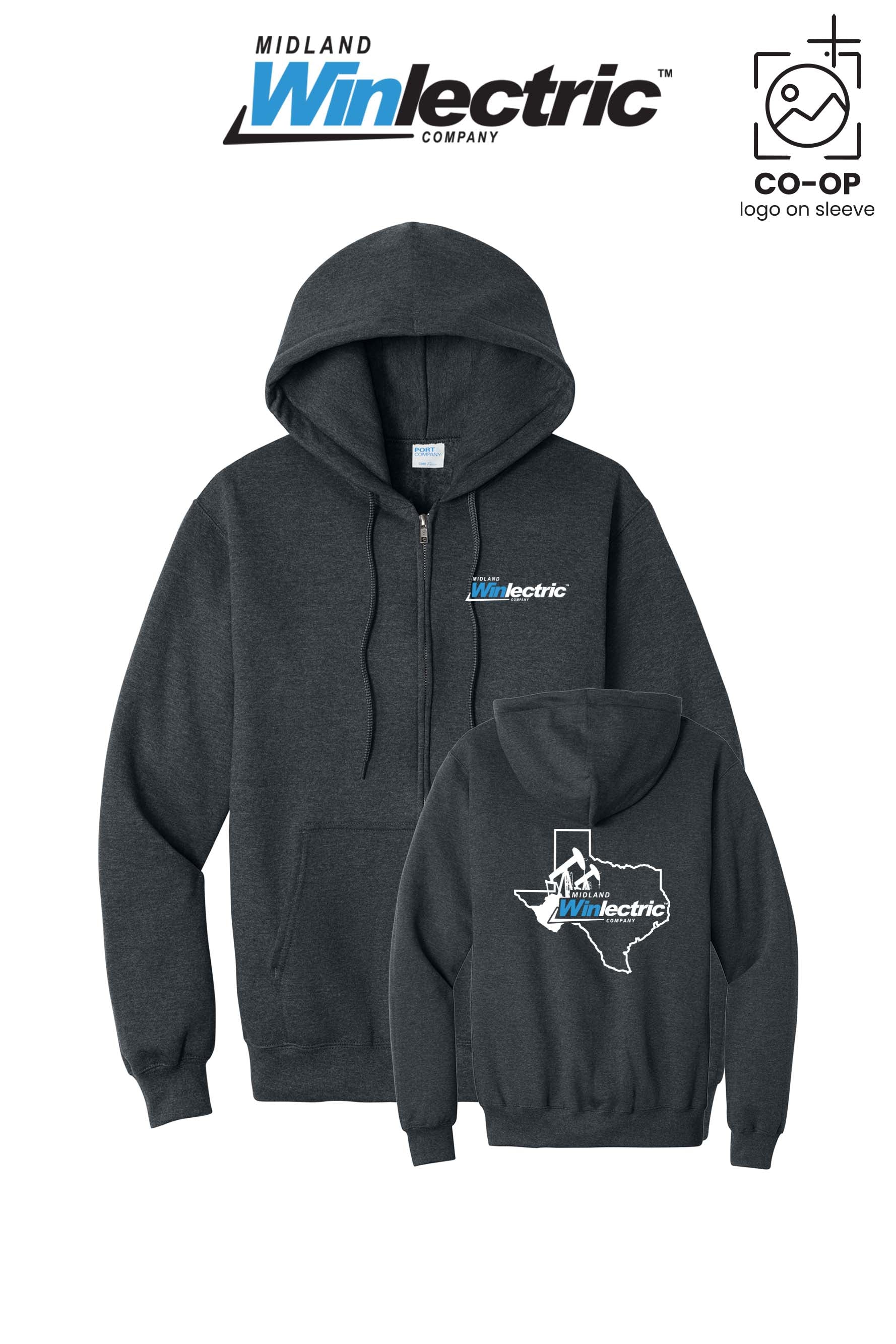 Port & Co™ Core Fleece Full-Zip Hooded Sweatshirt - Winlectric of Midland