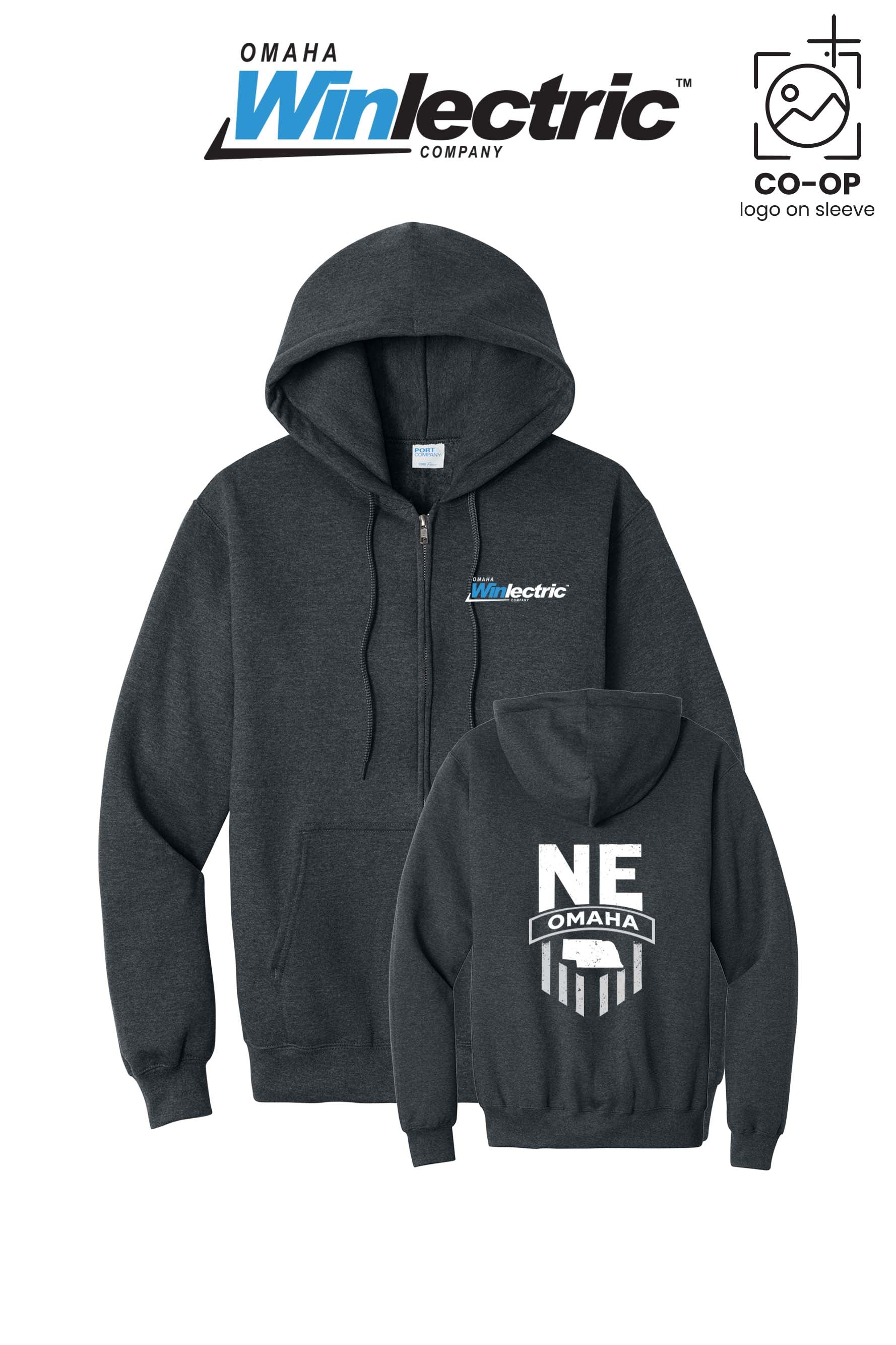 Port & Co™ Core Fleece Full-Zip Hooded Sweatshirt - Omaha Winlectric
