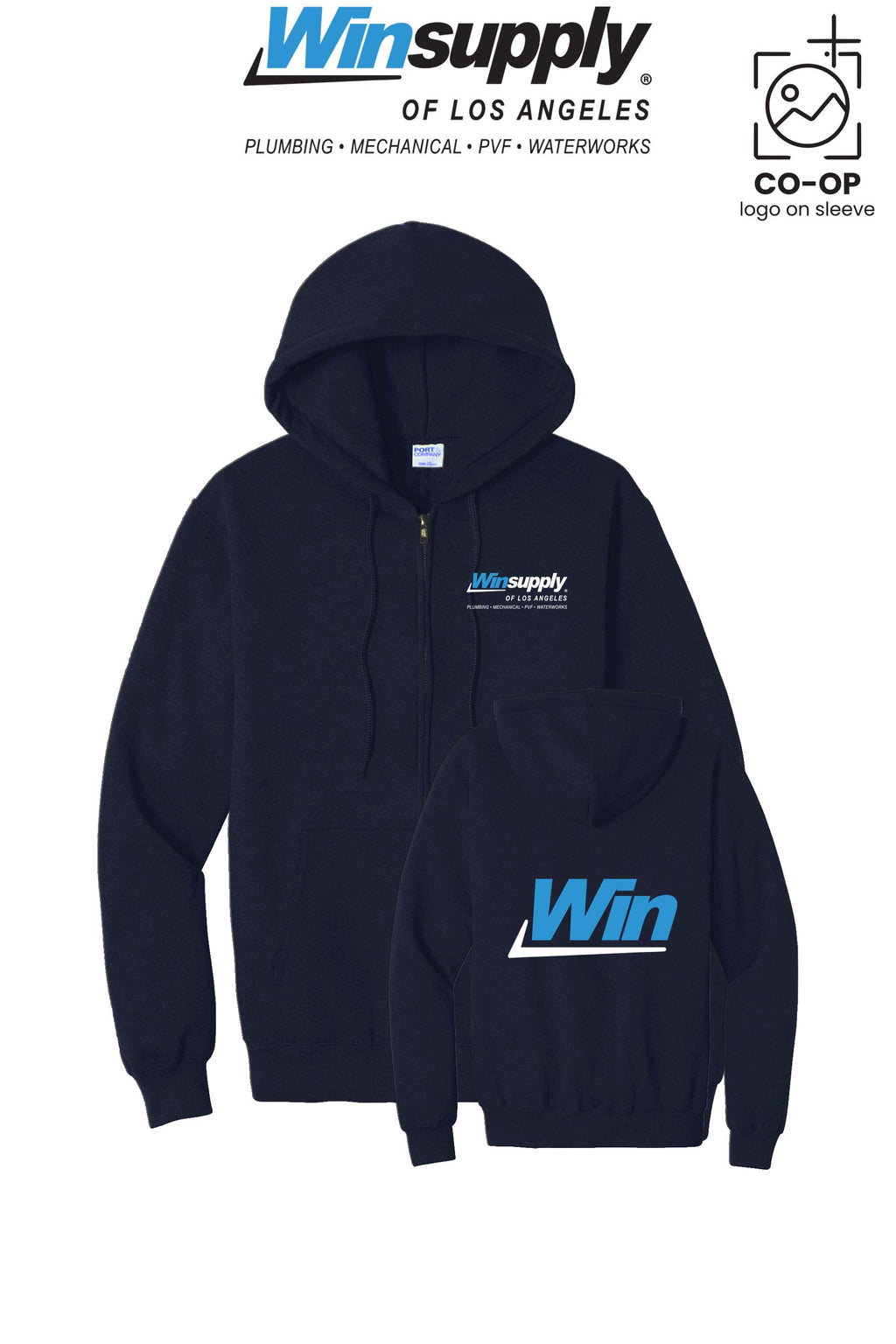 Port & Co™ Core Fleece Full-Zip Hooded Sweatshirt - Winsupply of Los Angeles