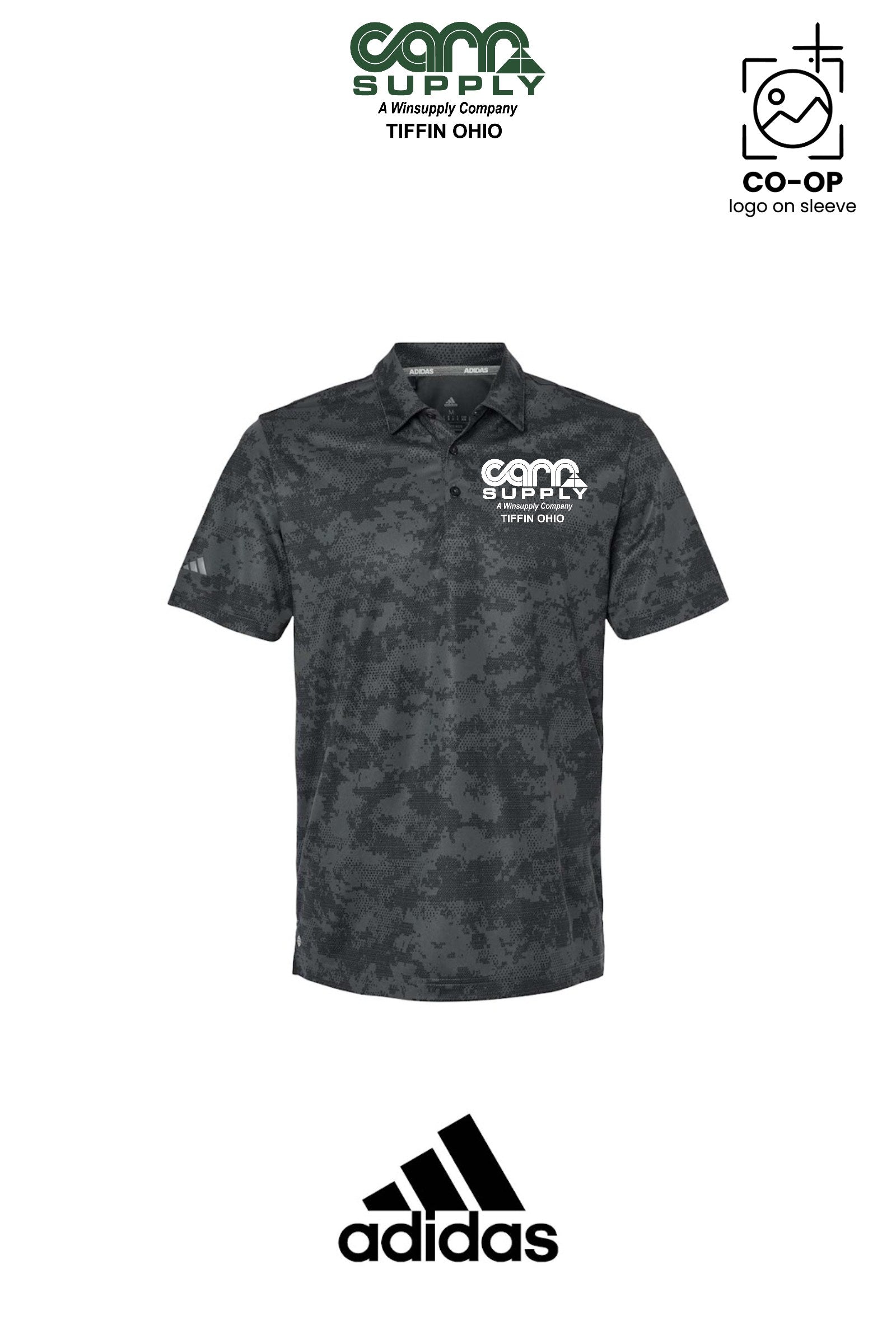 Adidas Mens All Over Camo Print Polo - Carr Supply - Tiffin