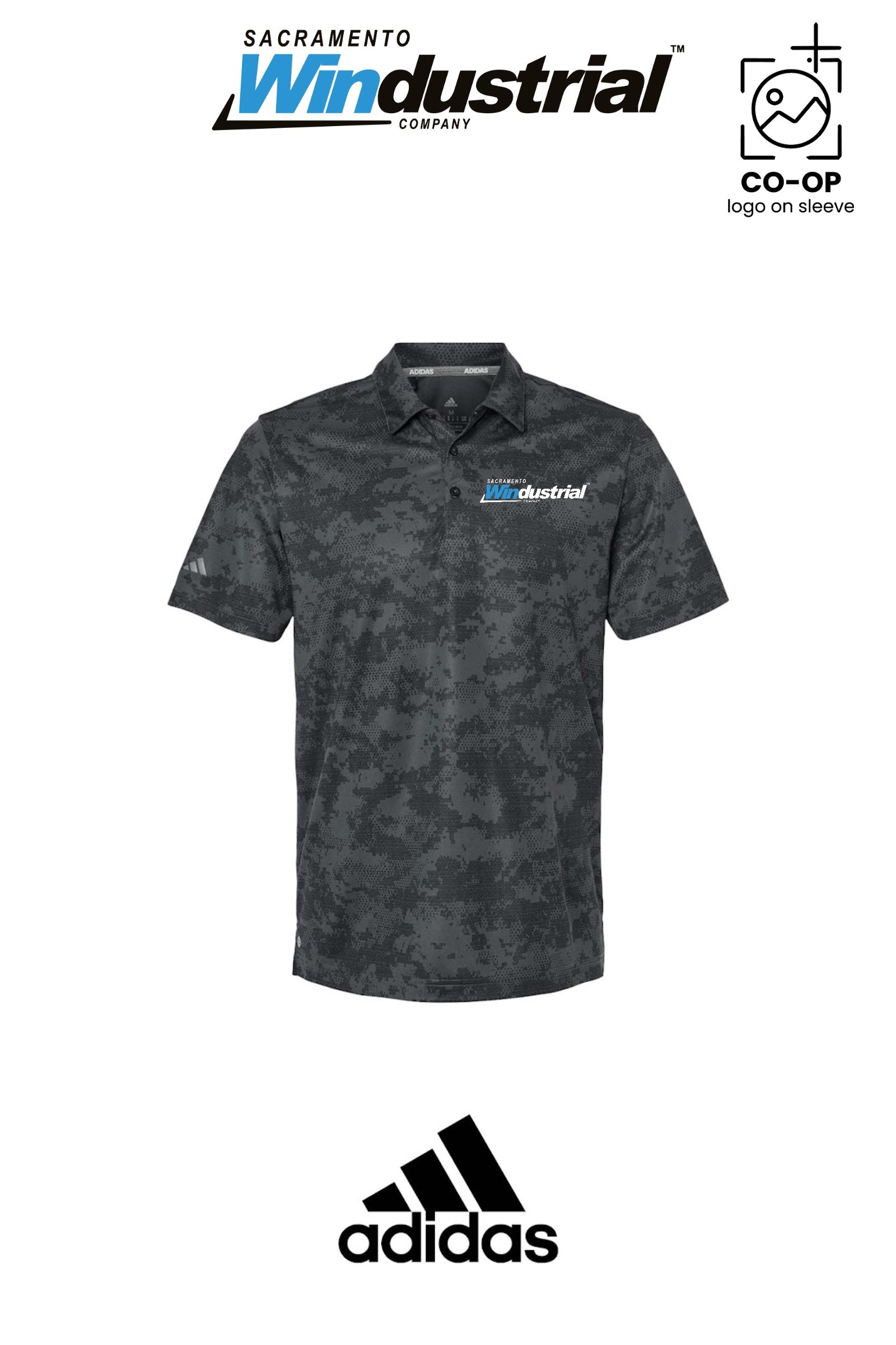Adidas Mens All Over Camo Print Polo - Sacramento Windustrial