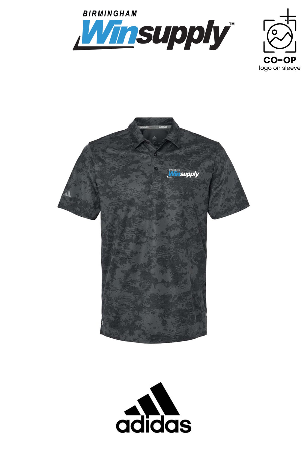 Adidas Mens All Over Camo Print Polo - Birmingham Winsupply