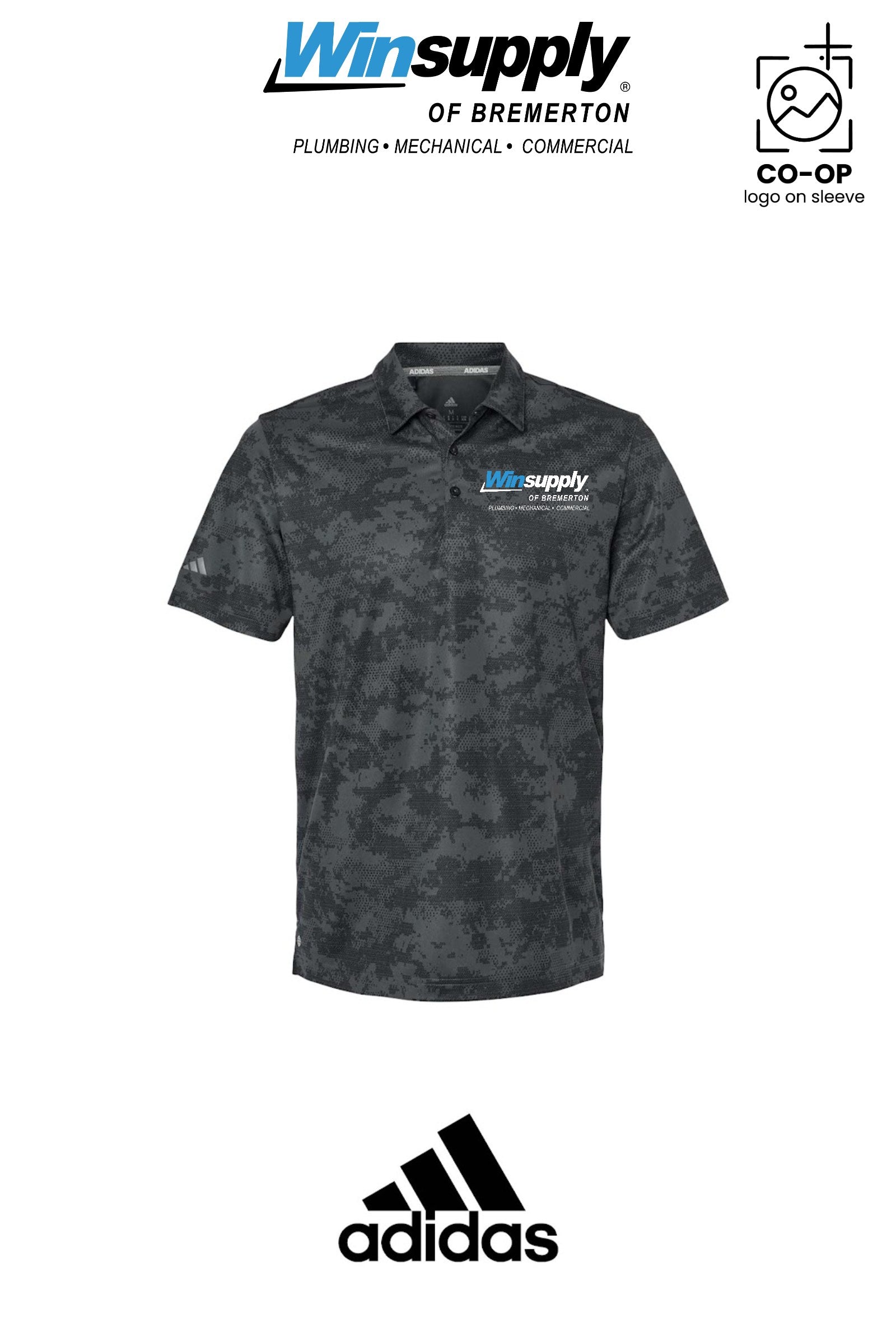 Adidas Mens All Over Camo Print Polo - Winsupply Bremerton WA CO.