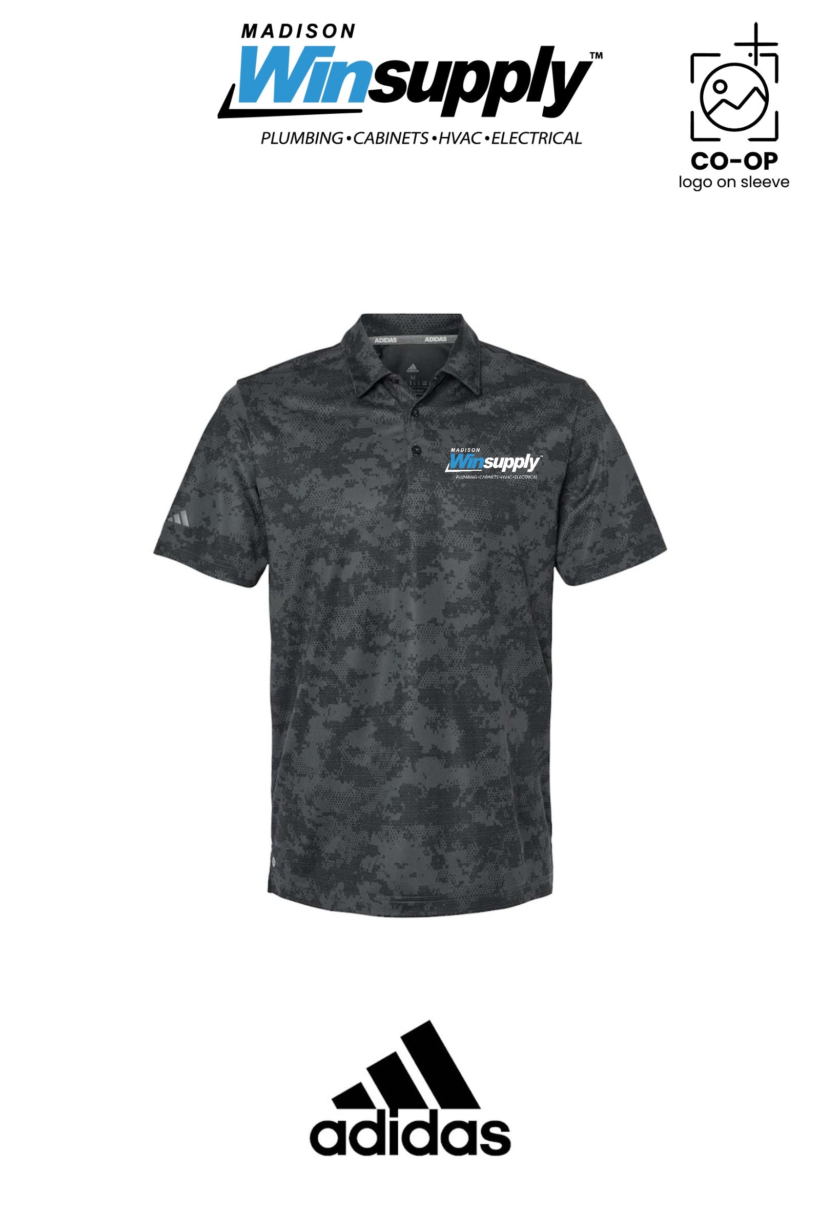 Adidas Mens All Over Camo Print Polo - Madison Winsupply