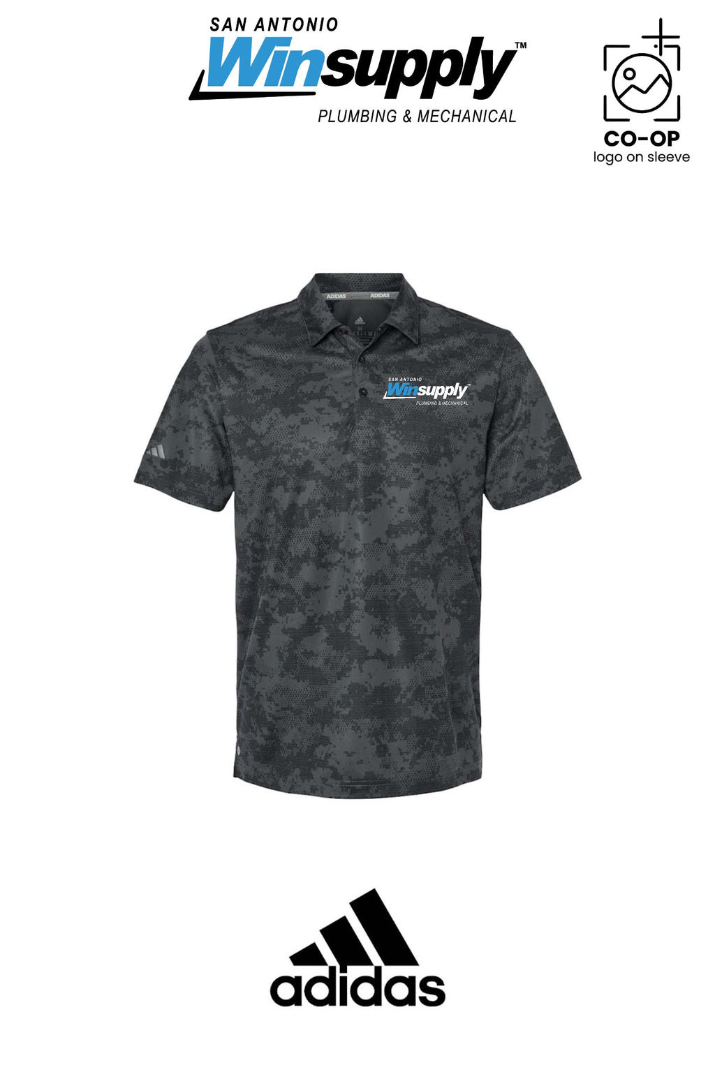 Adidas Mens All Over Camo Print Polo - San Antonio Winsupply