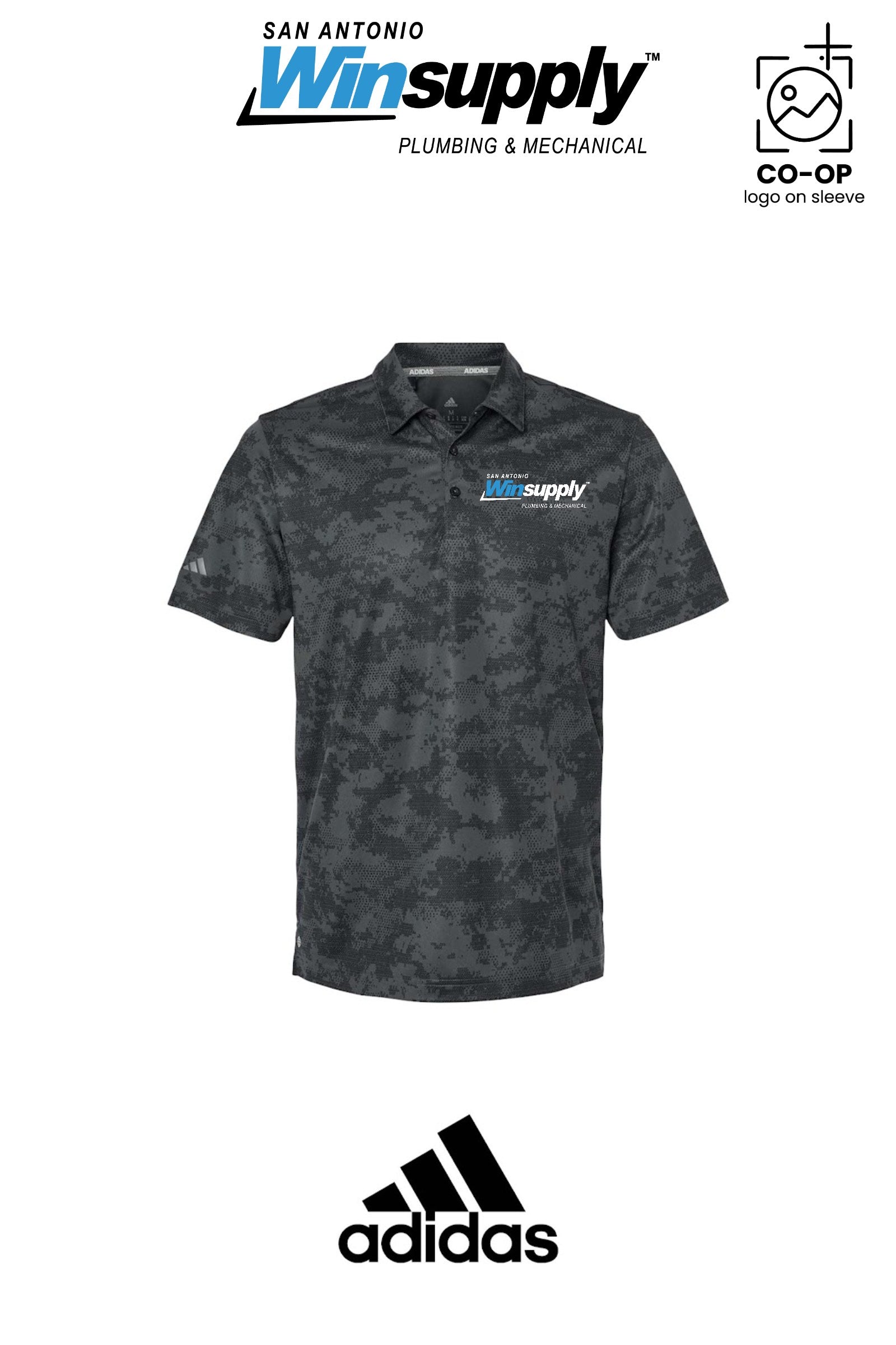 Adidas Mens All Over Camo Print Polo - San Antonio Winsupply