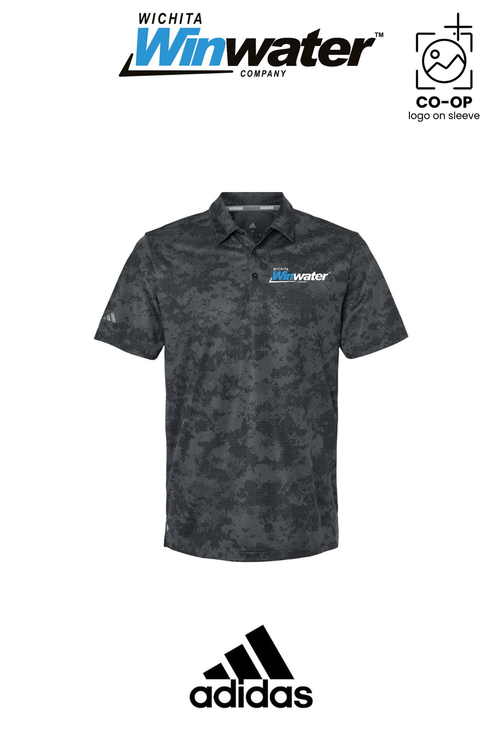 Adidas Mens All Over Camo Print Polo - Wichita Winwater