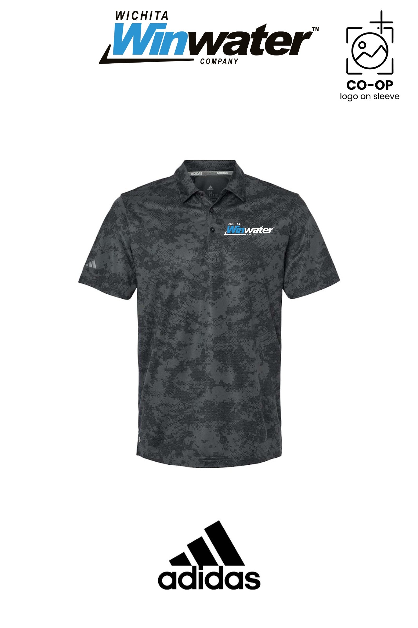 Adidas Mens All Over Camo Print Polo - Wichita Winwater