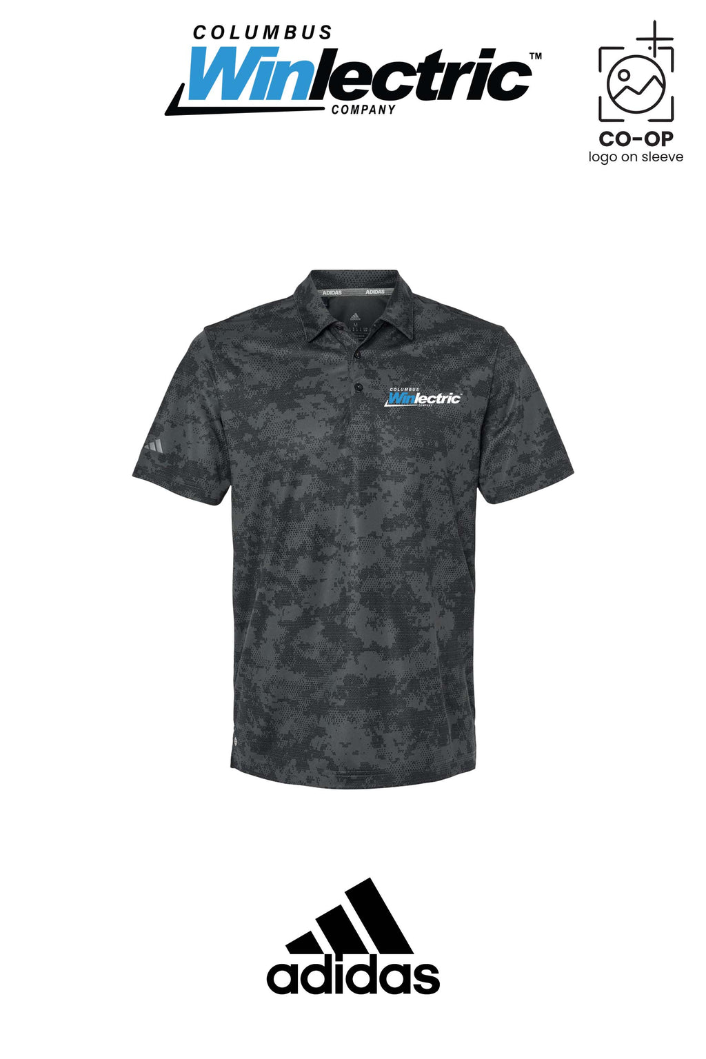 Adidas Mens All Over Camo Print Polo - Columbus Winlectric