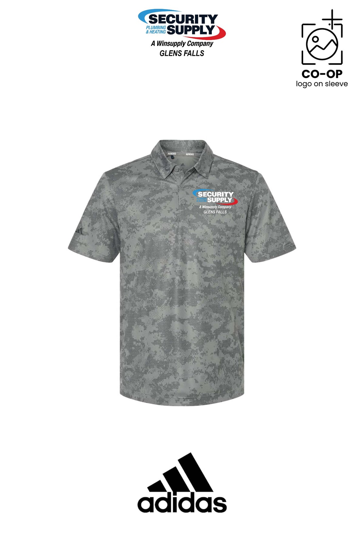 Adidas Mens All Over Camo Print Polo - SPHS Glens Falls