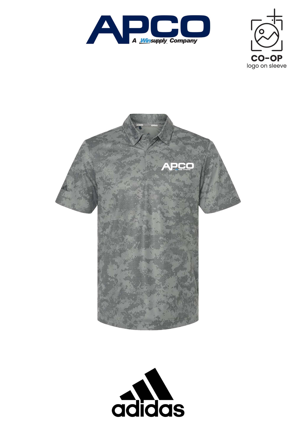 Adidas Mens All Over Camo Print Polo - APCO Supply - Indianapolis