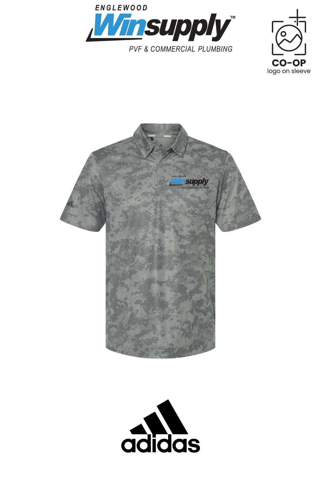 Adidas Mens All Over Camo Print Polo - Englewood Winsupply