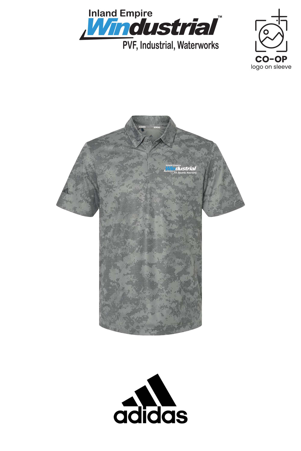 Adidas Mens All Over Camo Print Polo - Inland Empire Windustrial
