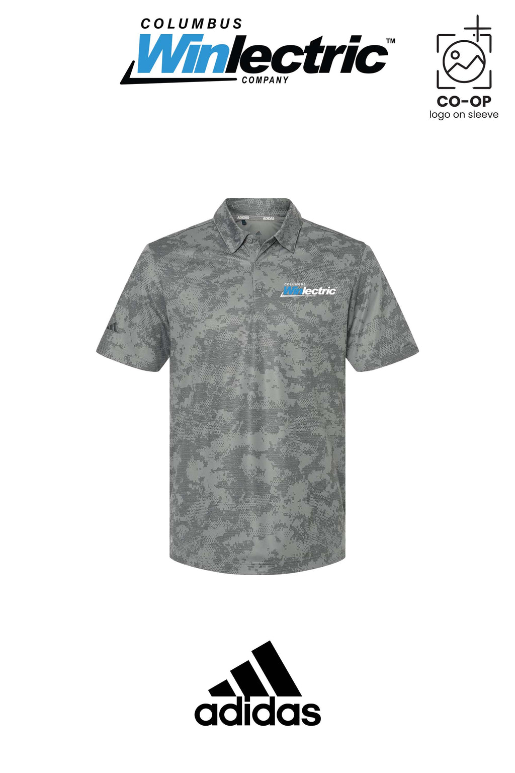 Adidas Mens All Over Camo Print Polo - Columbus Winlectric