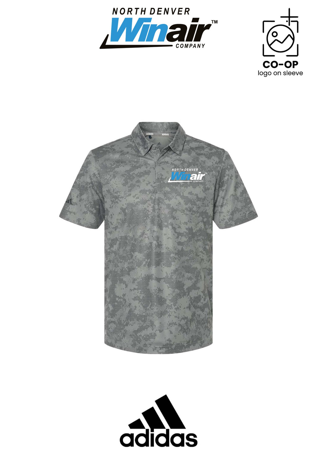Adidas Mens All Over Camo Print Polo - North Denver Winair