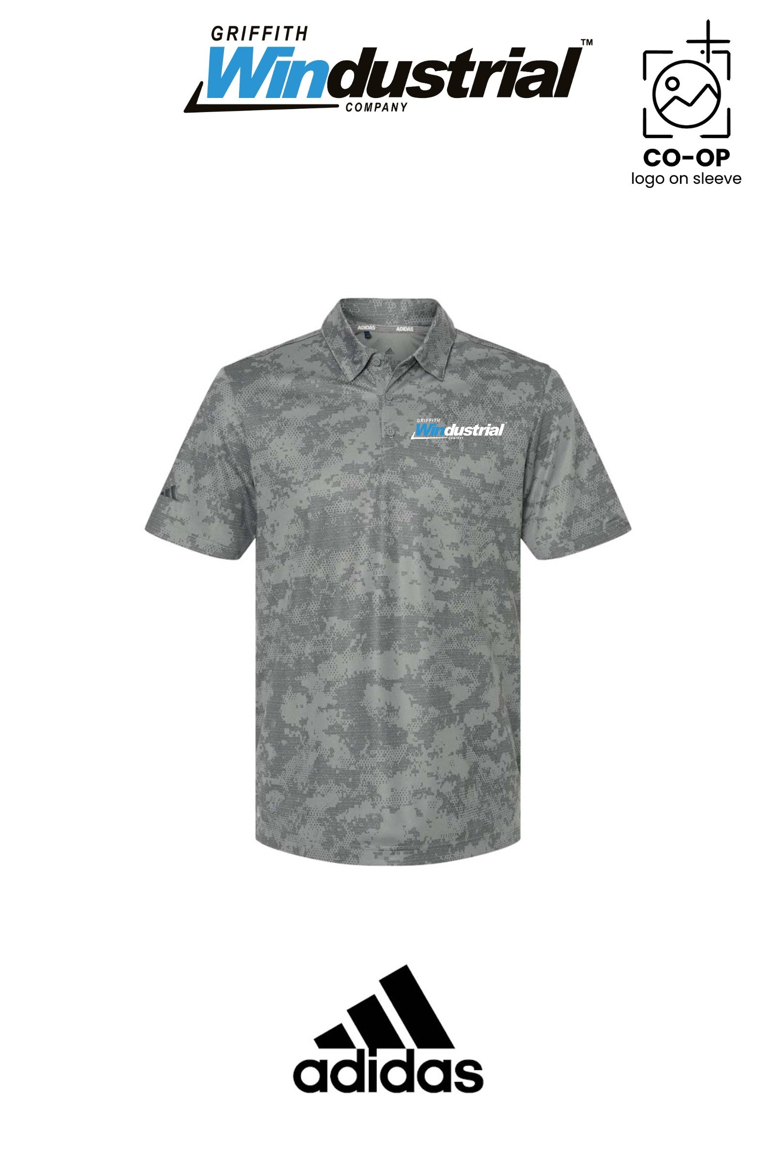 Adidas Mens All Over Camo Print Polo - Griffith Windustrial