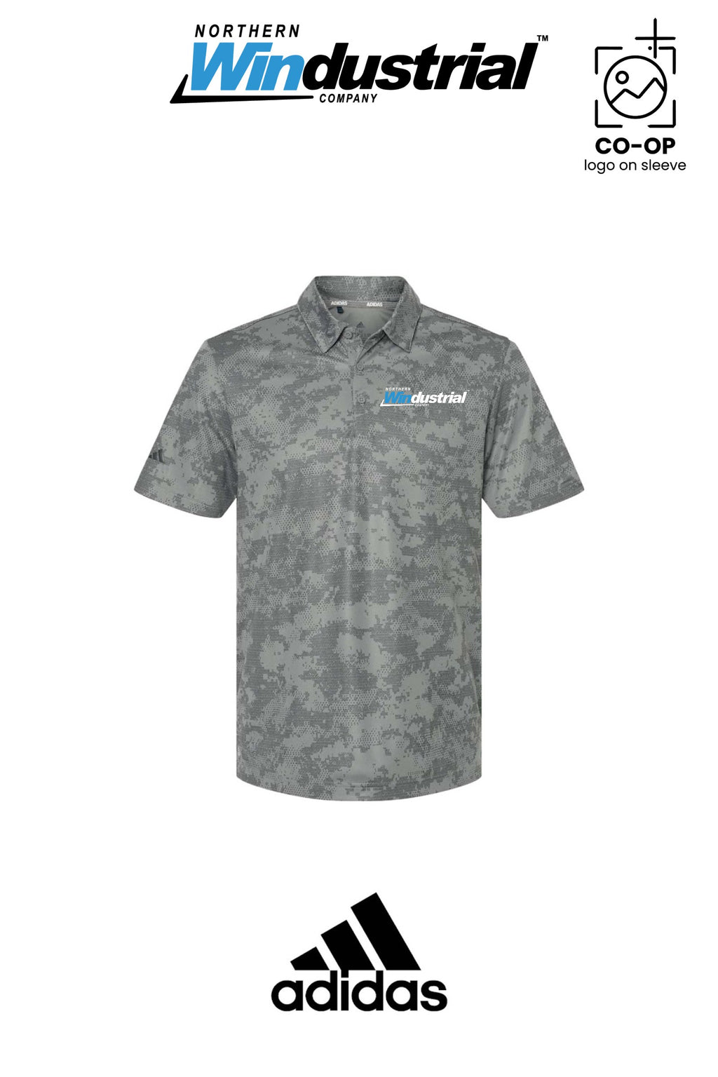 Adidas Mens All Over Camo Print Polo - Northern Windustrial
