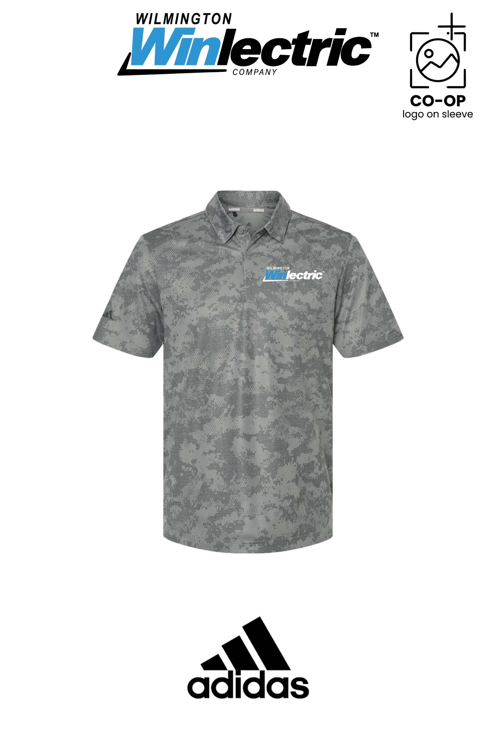Adidas Mens All Over Camo Print Polo - Wilmington Winlectric