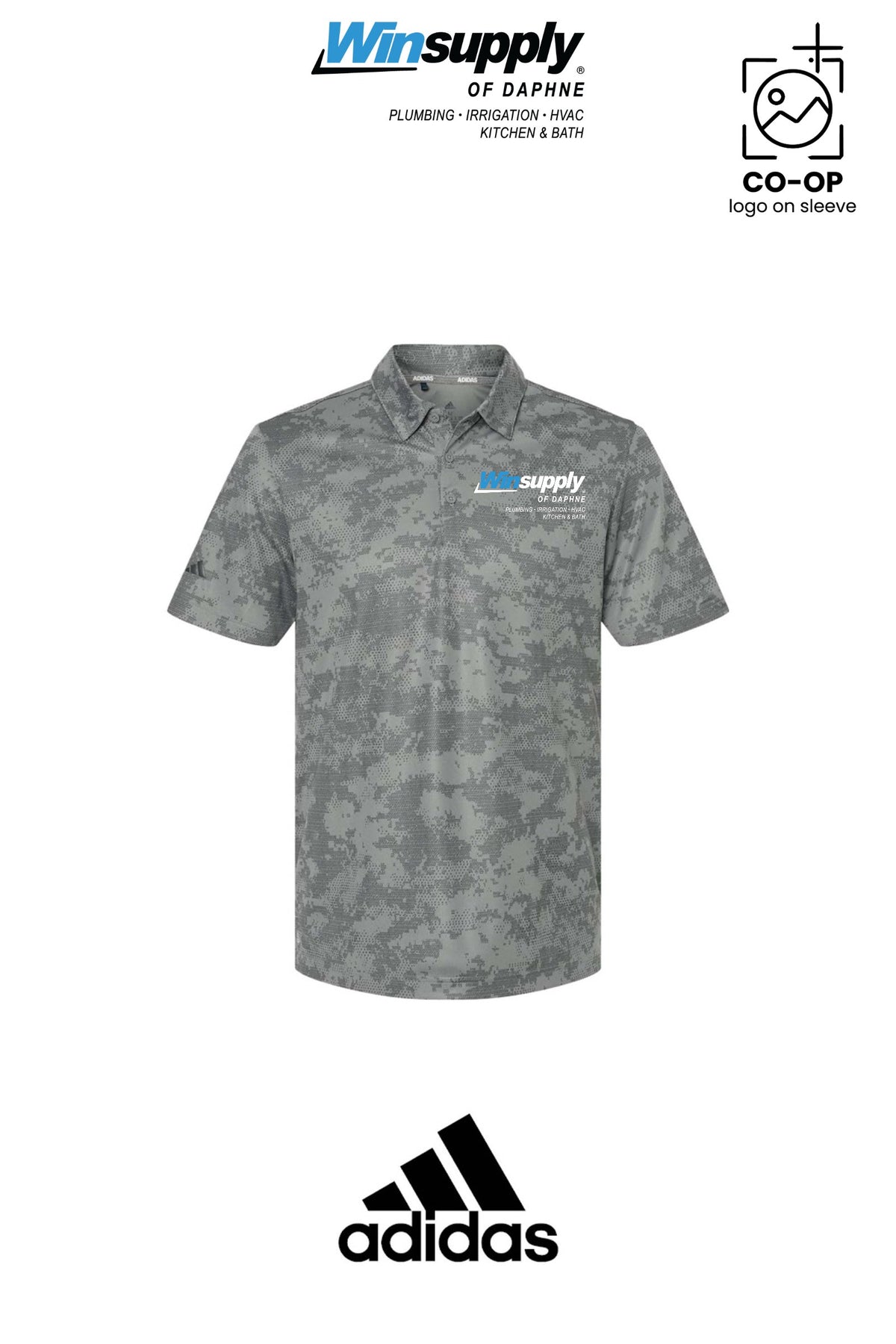 Adidas Mens All Over Camo Print Polo - Winsupply of Daphne