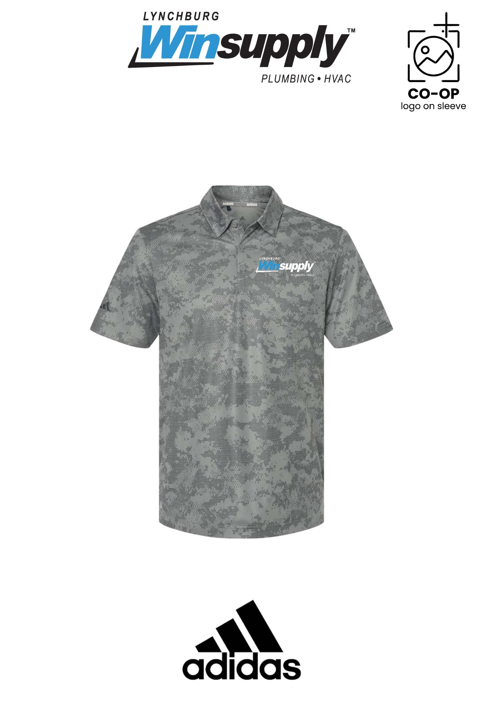Adidas Mens All Over Camo Print Polo - Lynchburg Winsupply