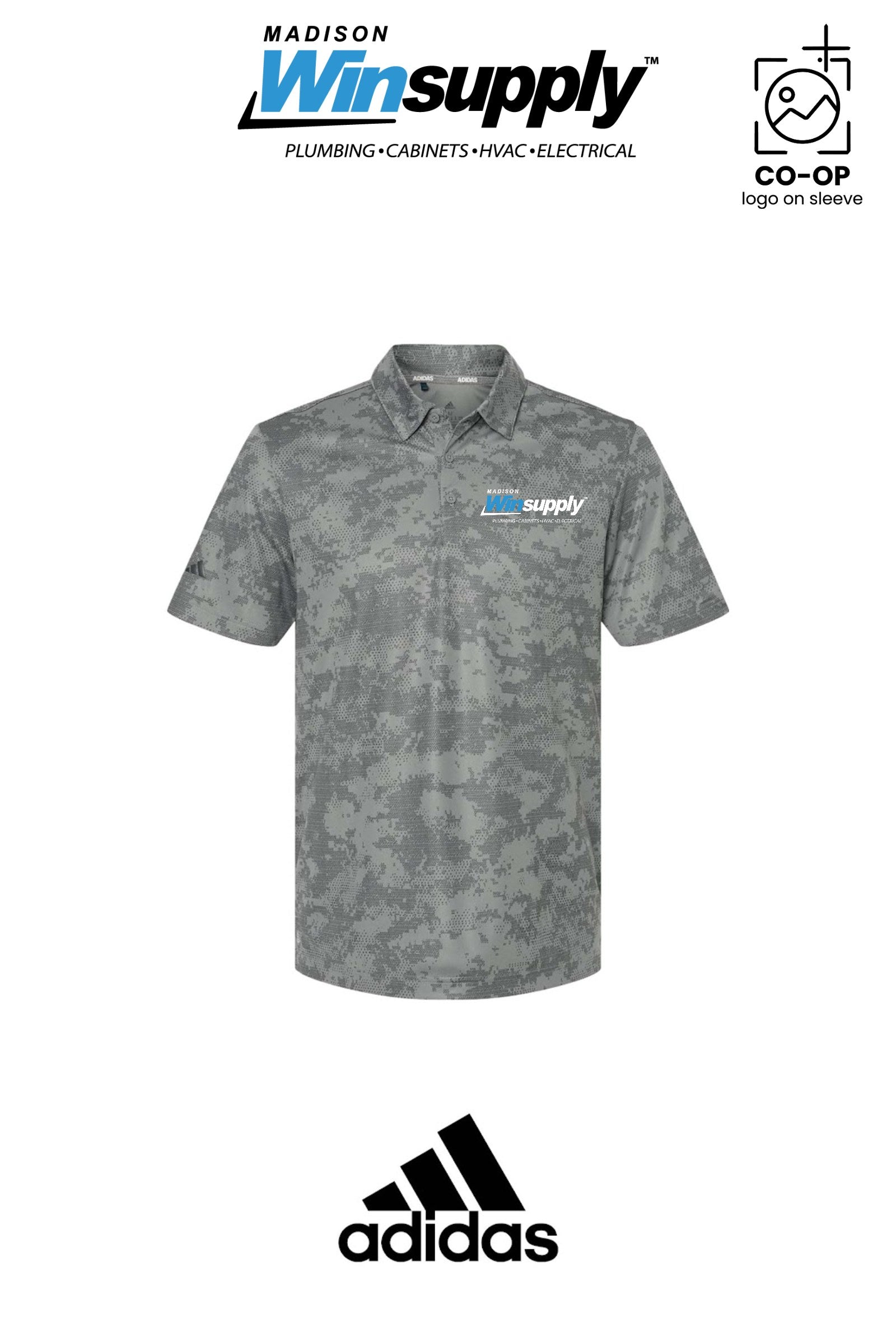 Adidas Mens All Over Camo Print Polo - Madison Winsupply