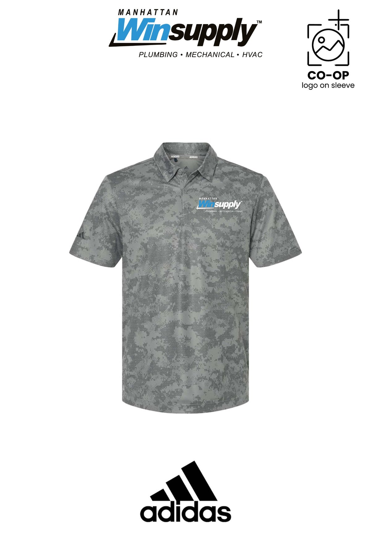 Adidas Mens All Over Camo Print Polo - Manhattan Winsupply