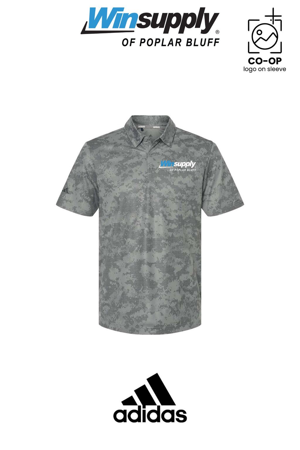 Adidas Mens All Over Camo Print Polo - Winsupply of Poplar Bluff