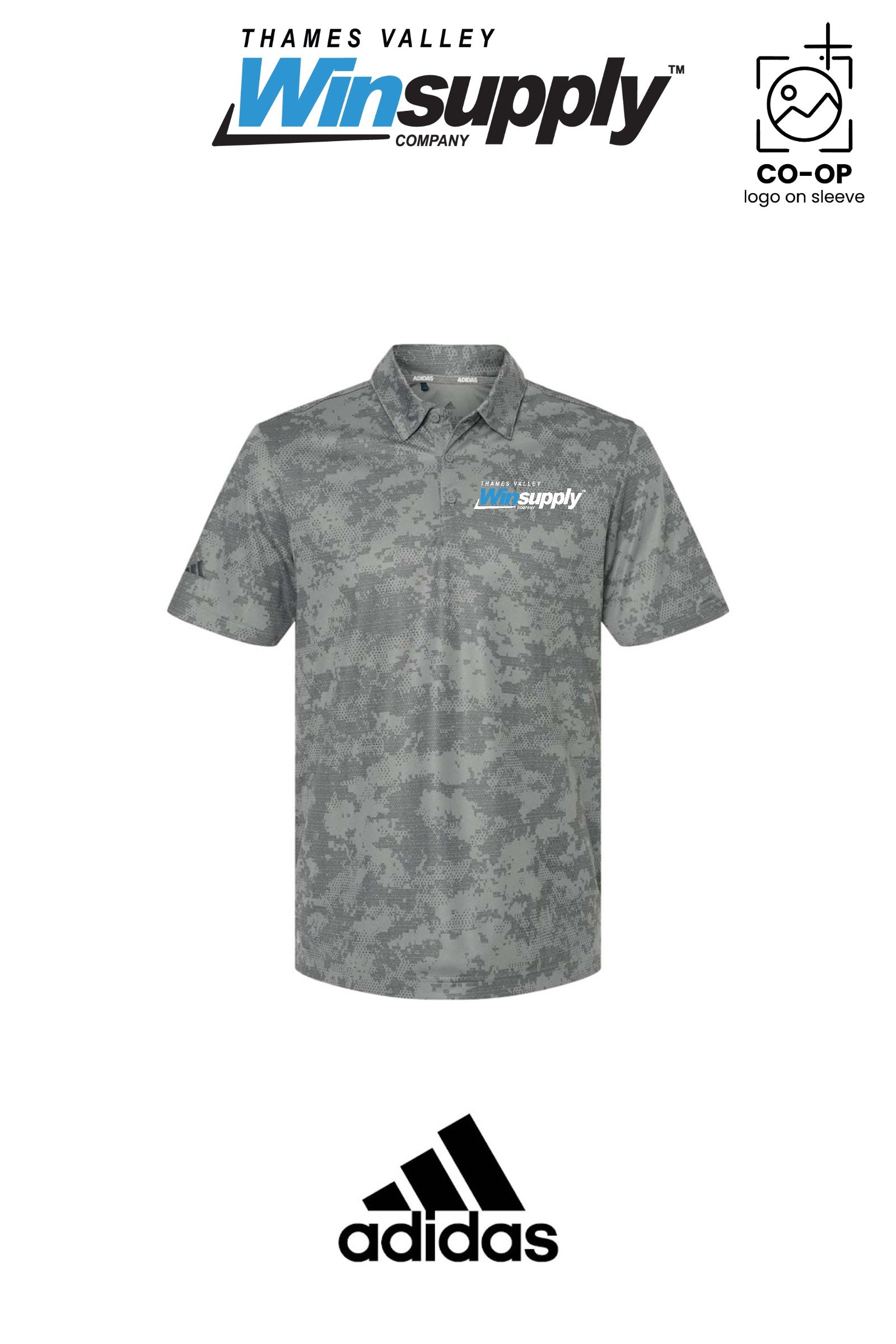 Adidas Mens All Over Camo Print Polo - Thames Valley Winsupply