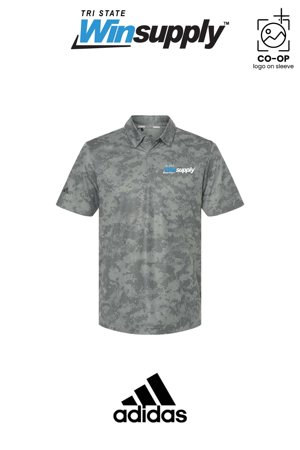 Adidas Mens All Over Camo Print Polo - Tri-State Winsupply