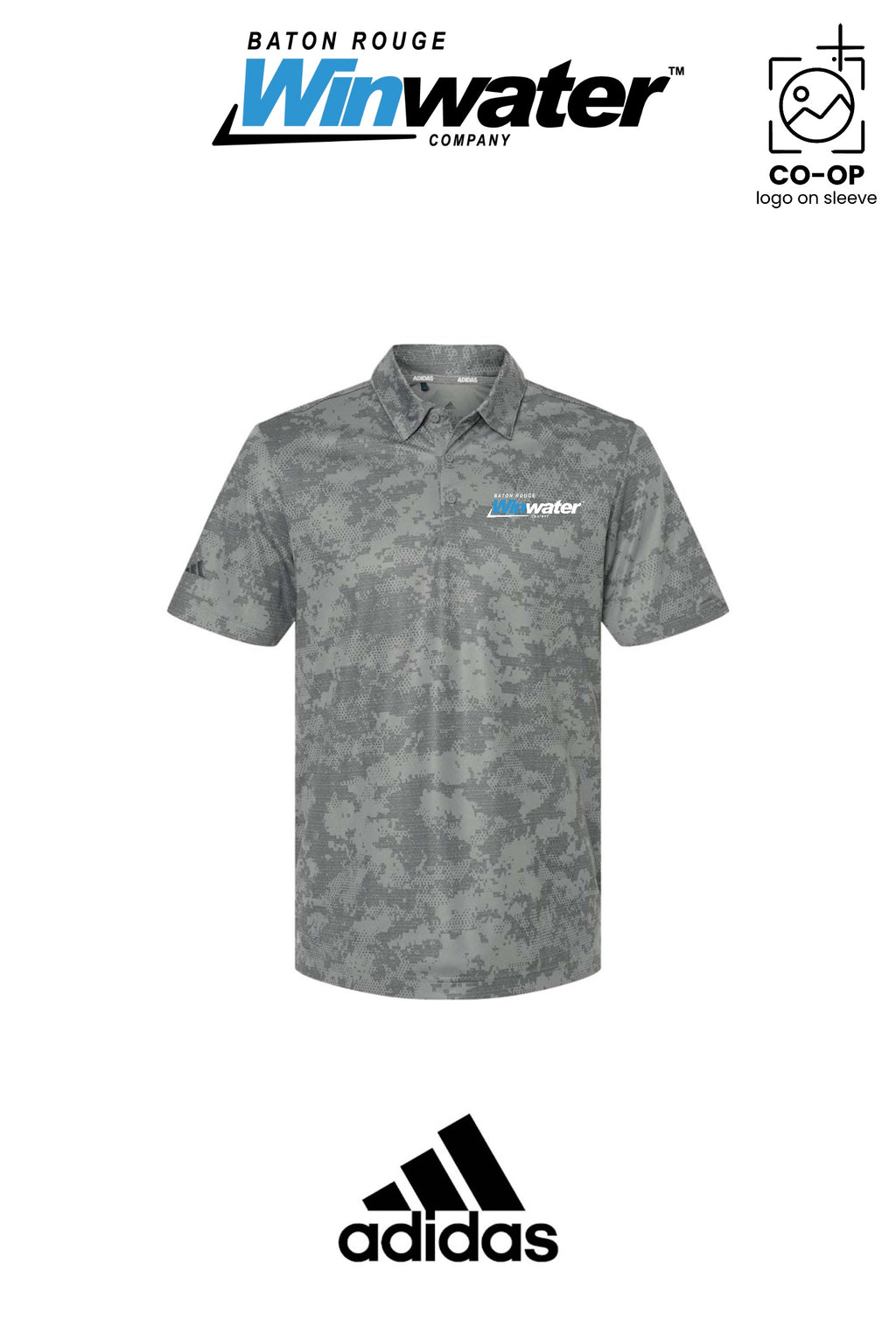 Adidas Mens All Over Camo Print Polo - Baton Rouge Winwater