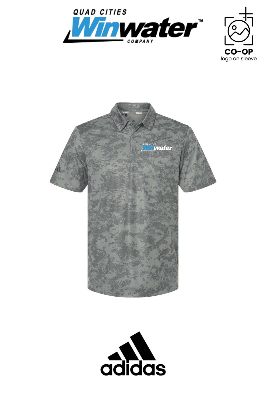 Adidas Mens All Over Camo Print Polo - Quad Cities Winwater