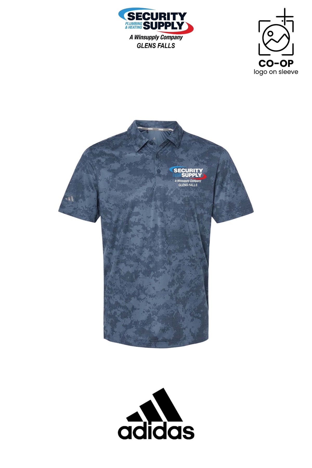 Adidas Mens All Over Camo Print Polo - SPHS Glens Falls