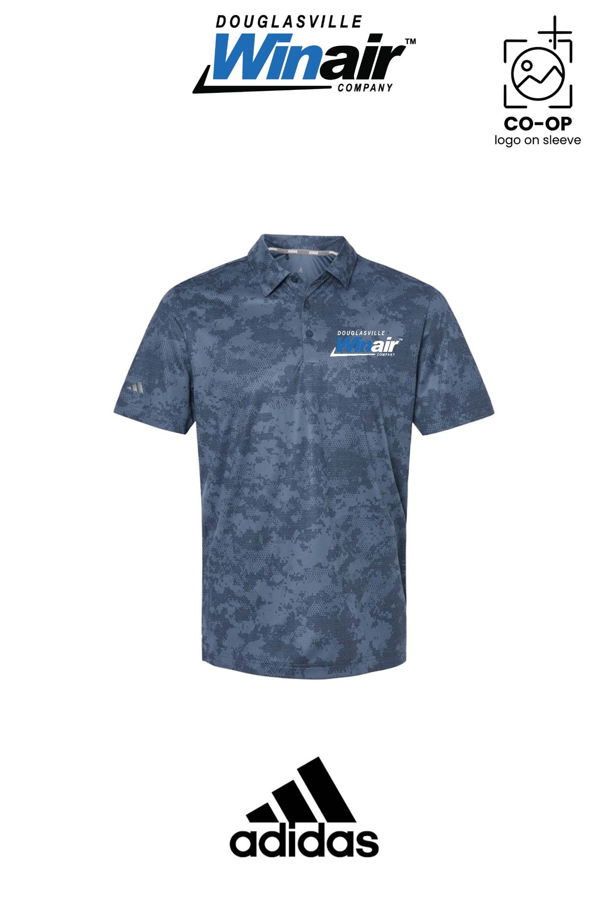 Adidas Mens All Over Camo Print Polo - Douglasville Winair