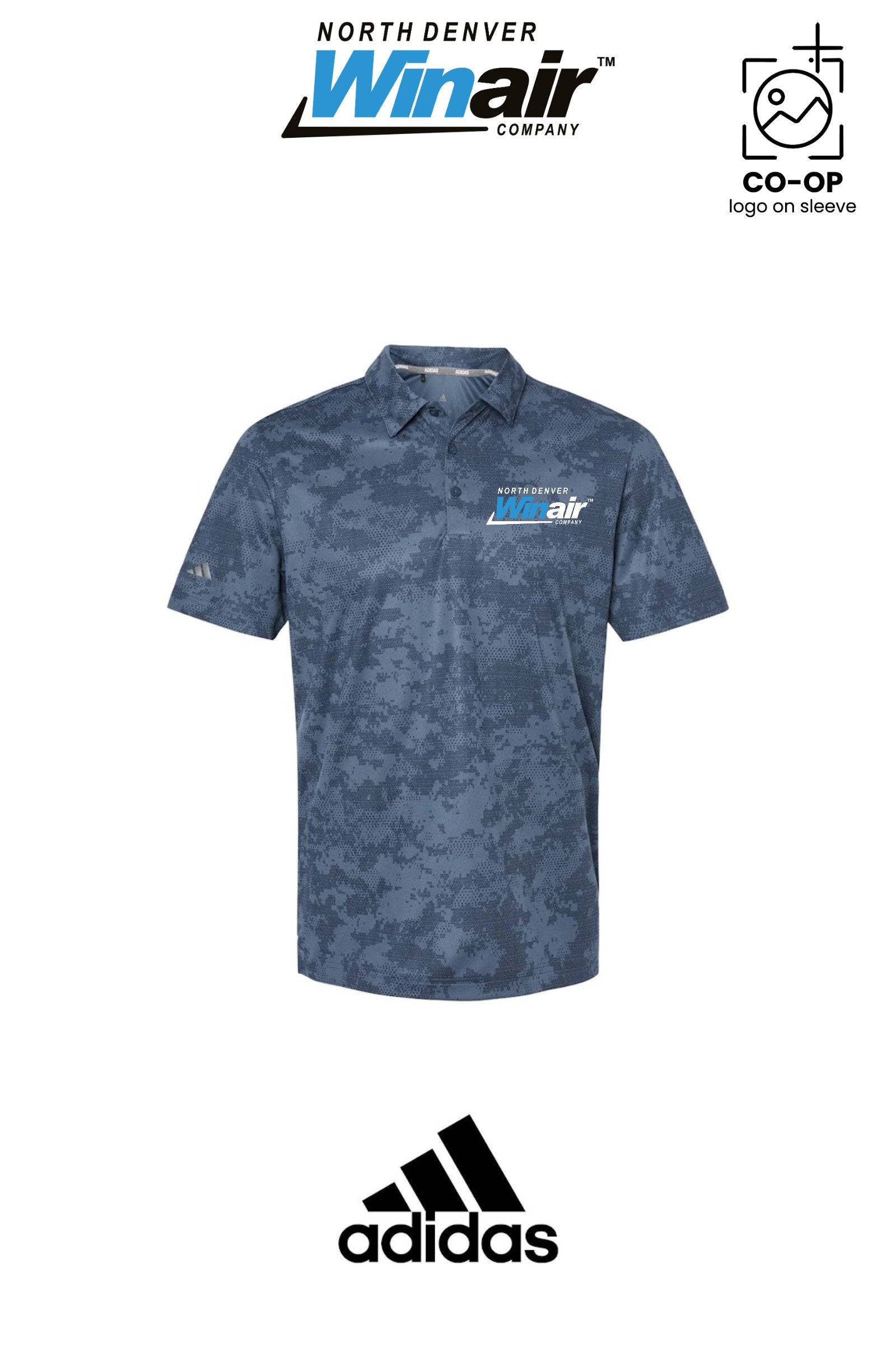 Adidas Mens All Over Camo Print Polo - North Denver Winair