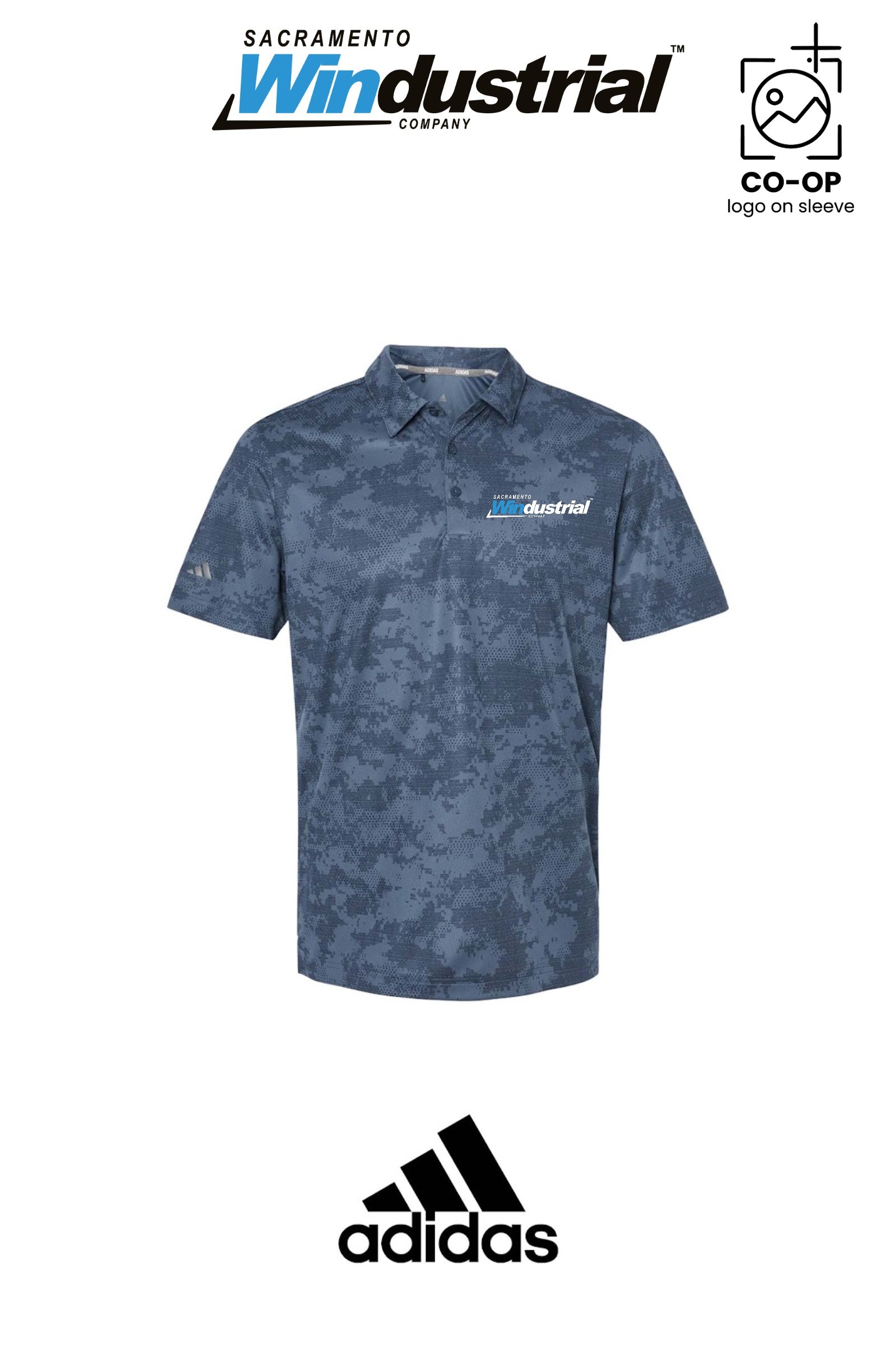 Adidas Mens All Over Camo Print Polo - Sacramento Windustrial