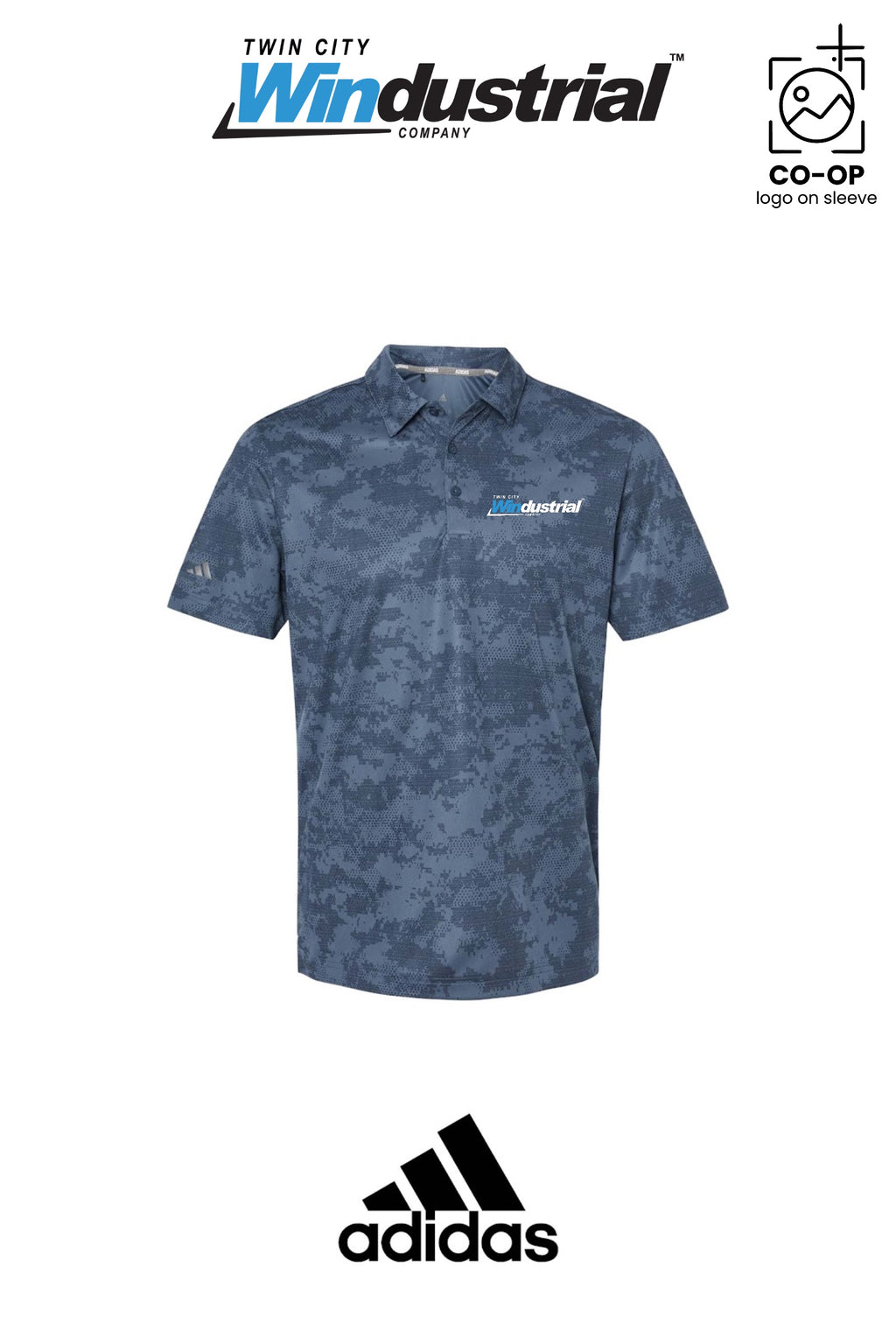 Adidas Mens All Over Camo Print Polo - Twin City Windustrial