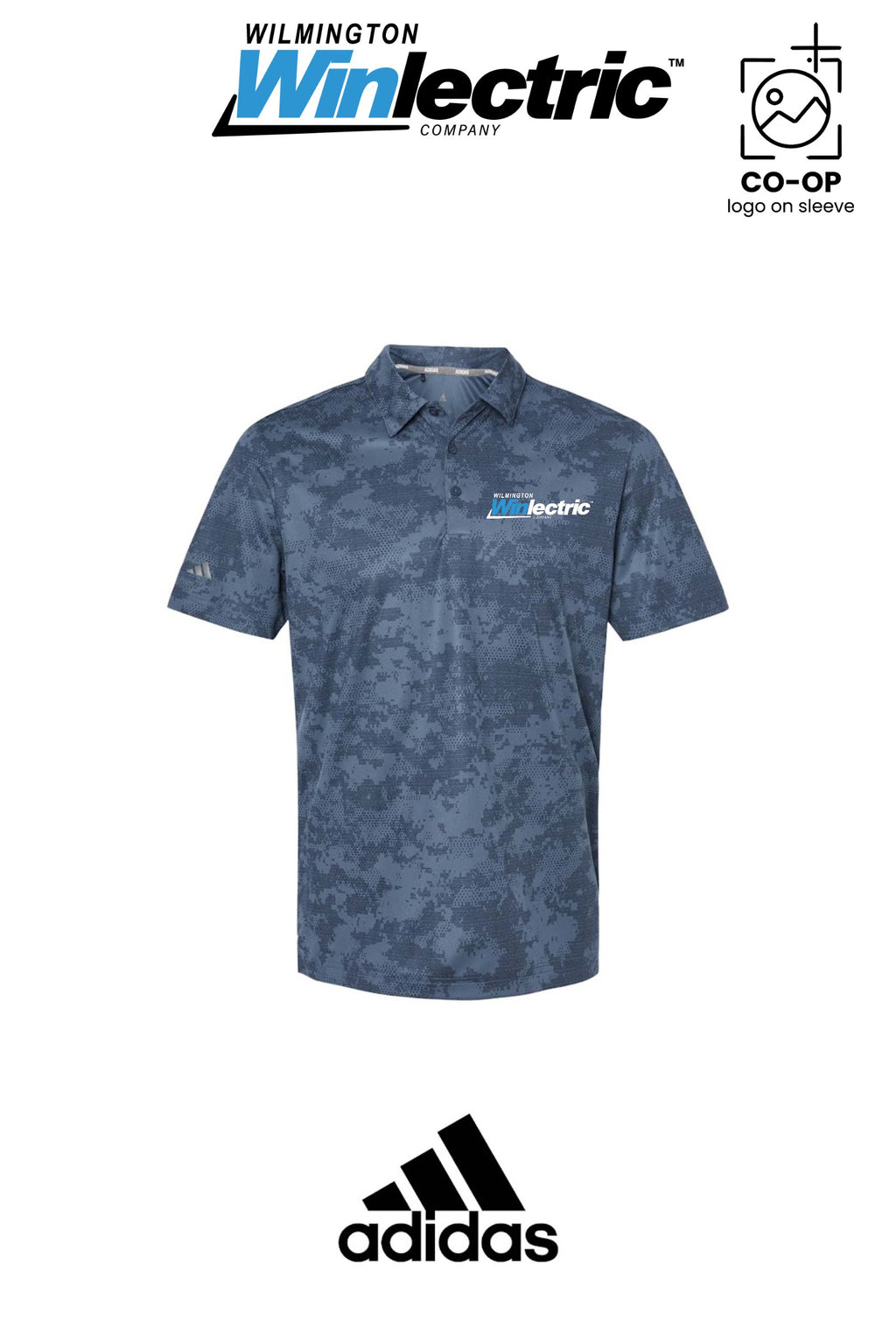 Adidas Mens All Over Camo Print Polo - Wilmington Winlectric