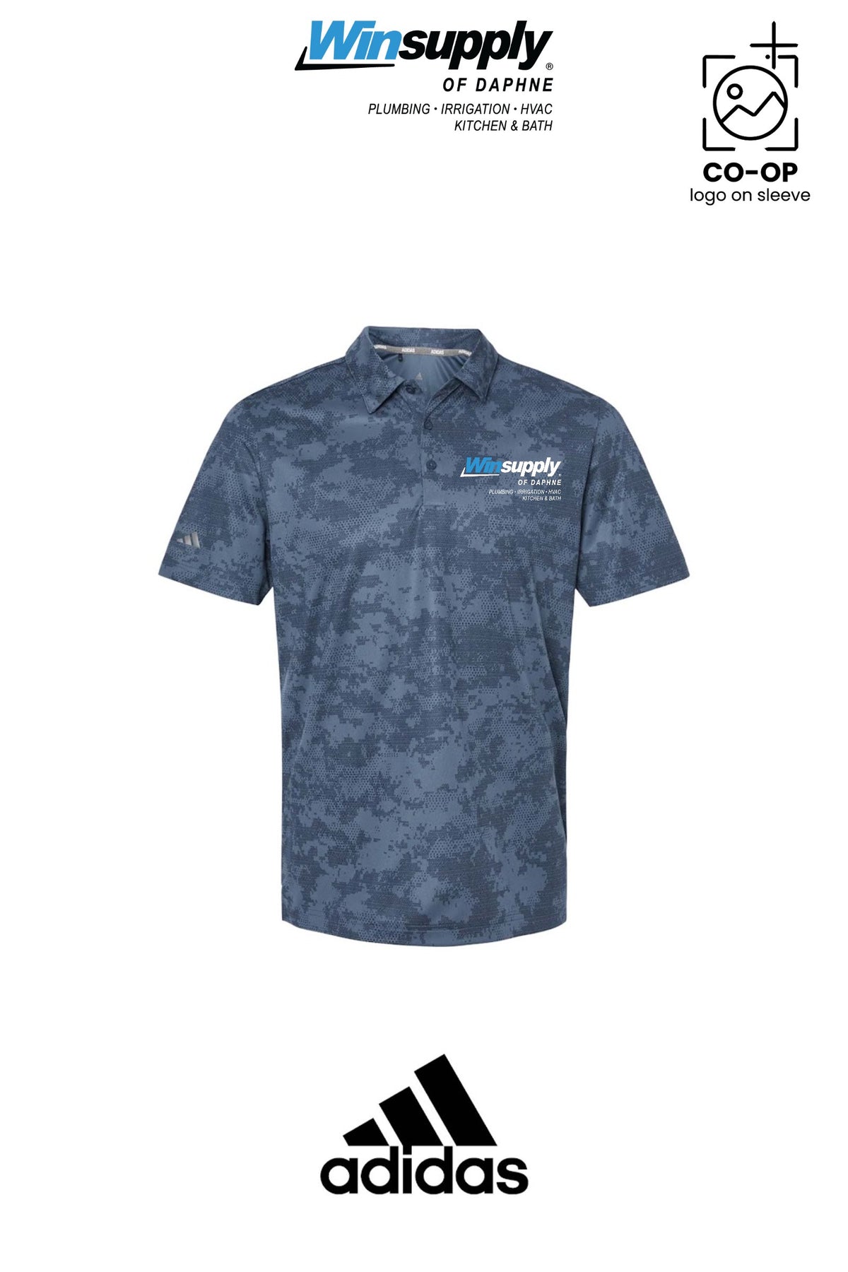 Adidas Mens All Over Camo Print Polo - Winsupply of Daphne