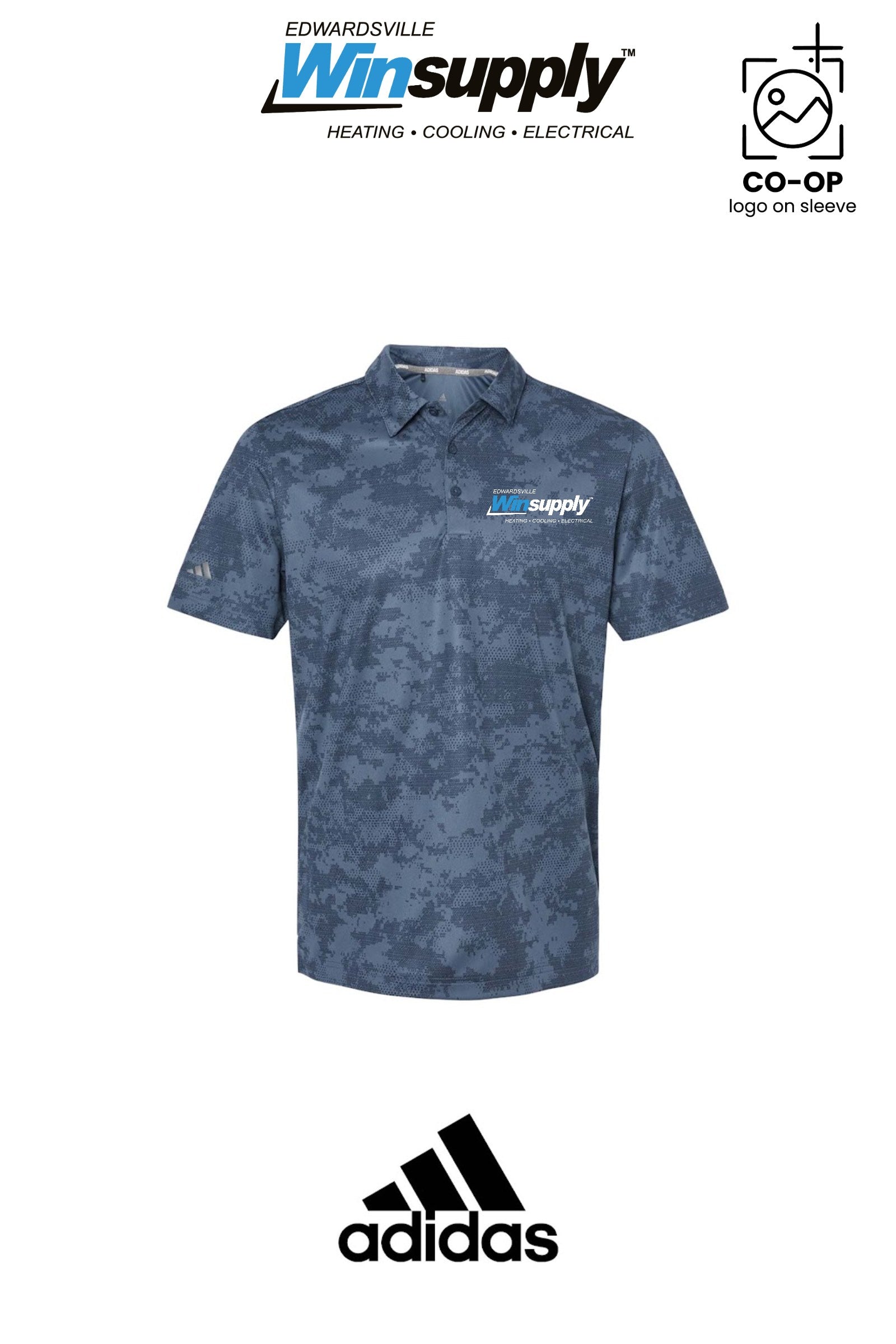 Adidas Mens All Over Camo Print Polo - Edwardsville Winsupply