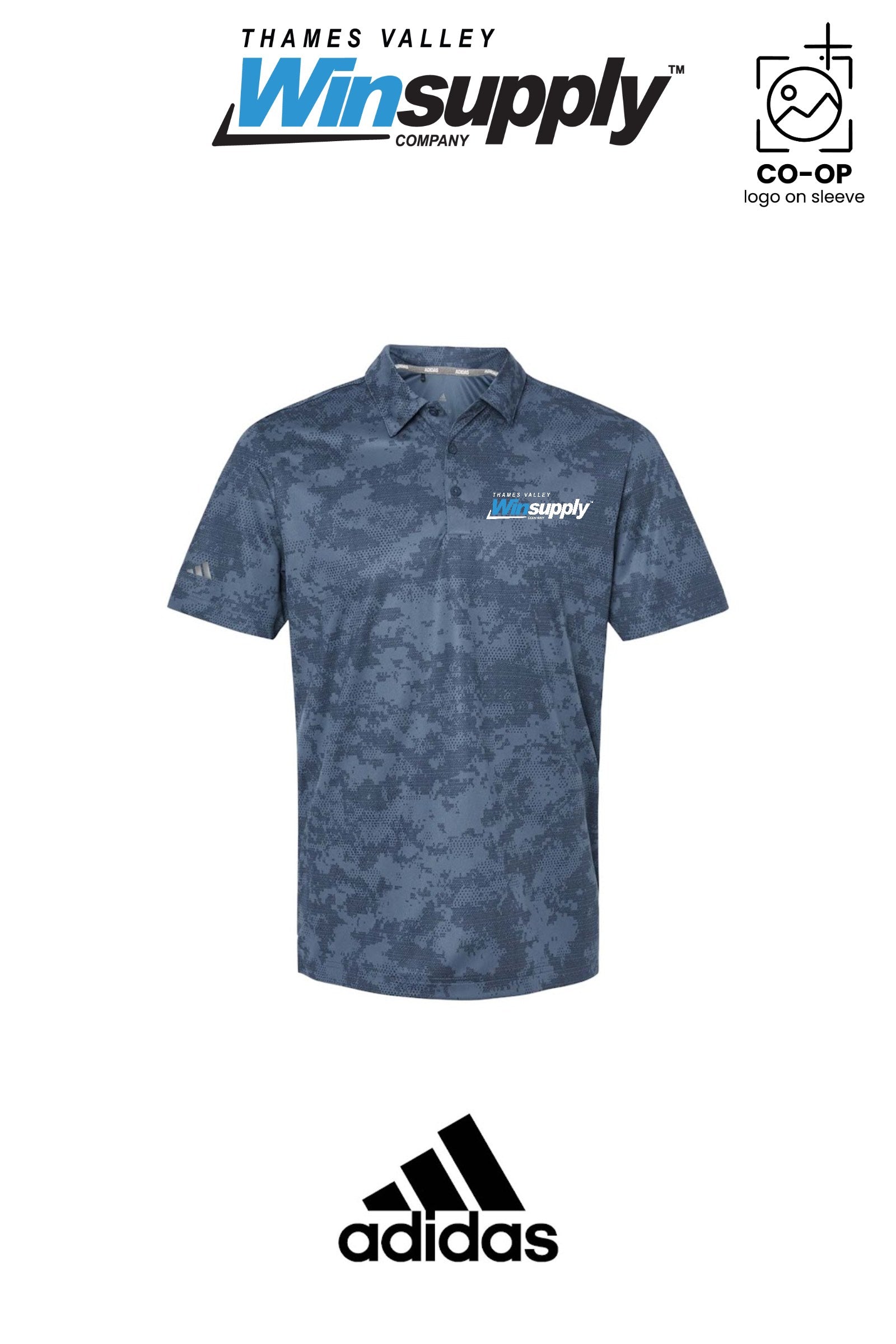 Adidas Mens All Over Camo Print Polo - Thames Valley Winsupply